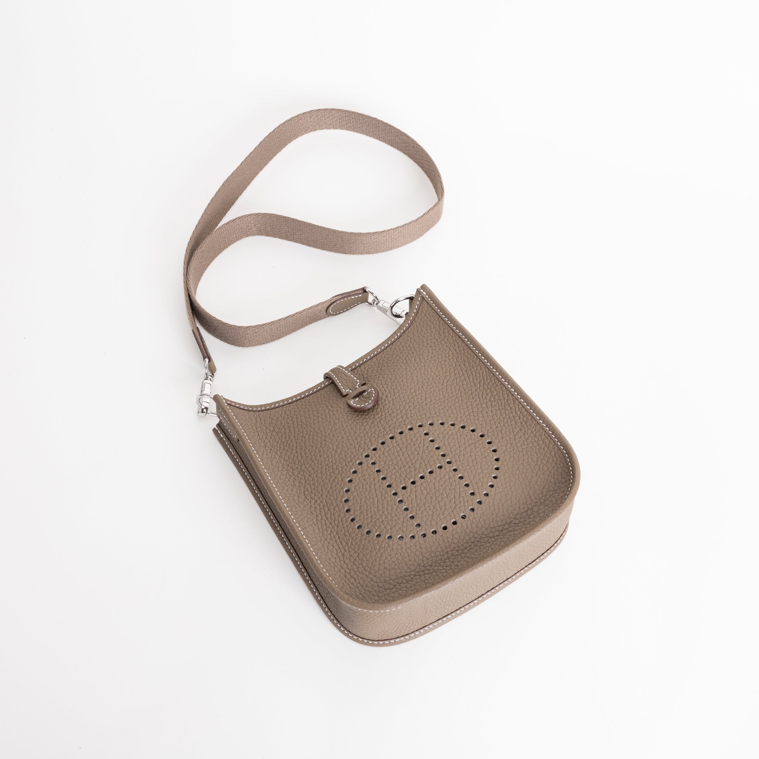 MINI EVELYNE (TPM) CLEMENCE LEATHER ETOUPE WITH PALLADIUM HARDWARE (PHW)