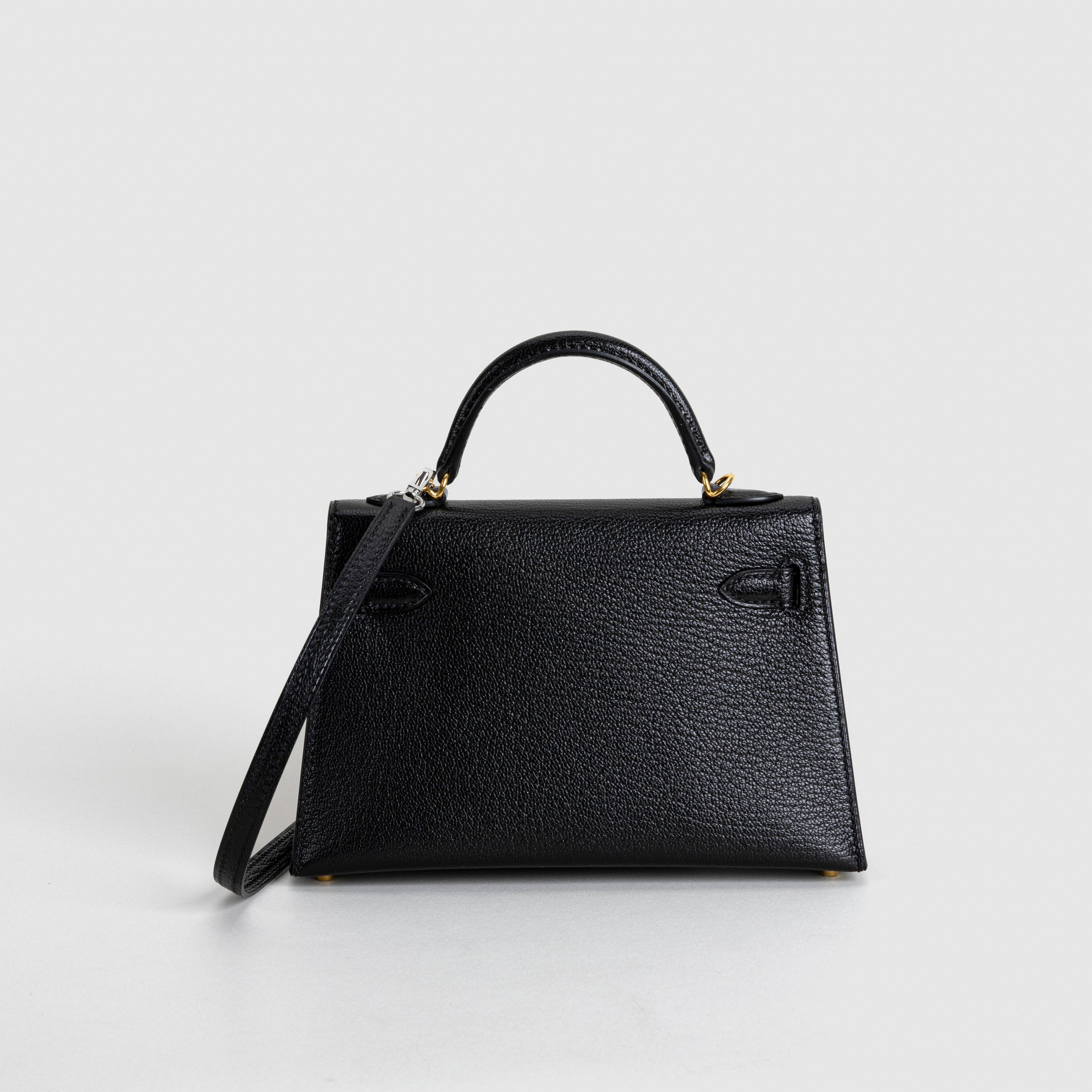 MINI KELLY II (20) CHEVRE LEATHER NOIR (BLACK) WITH GOLD HARDWARE (GHW)
