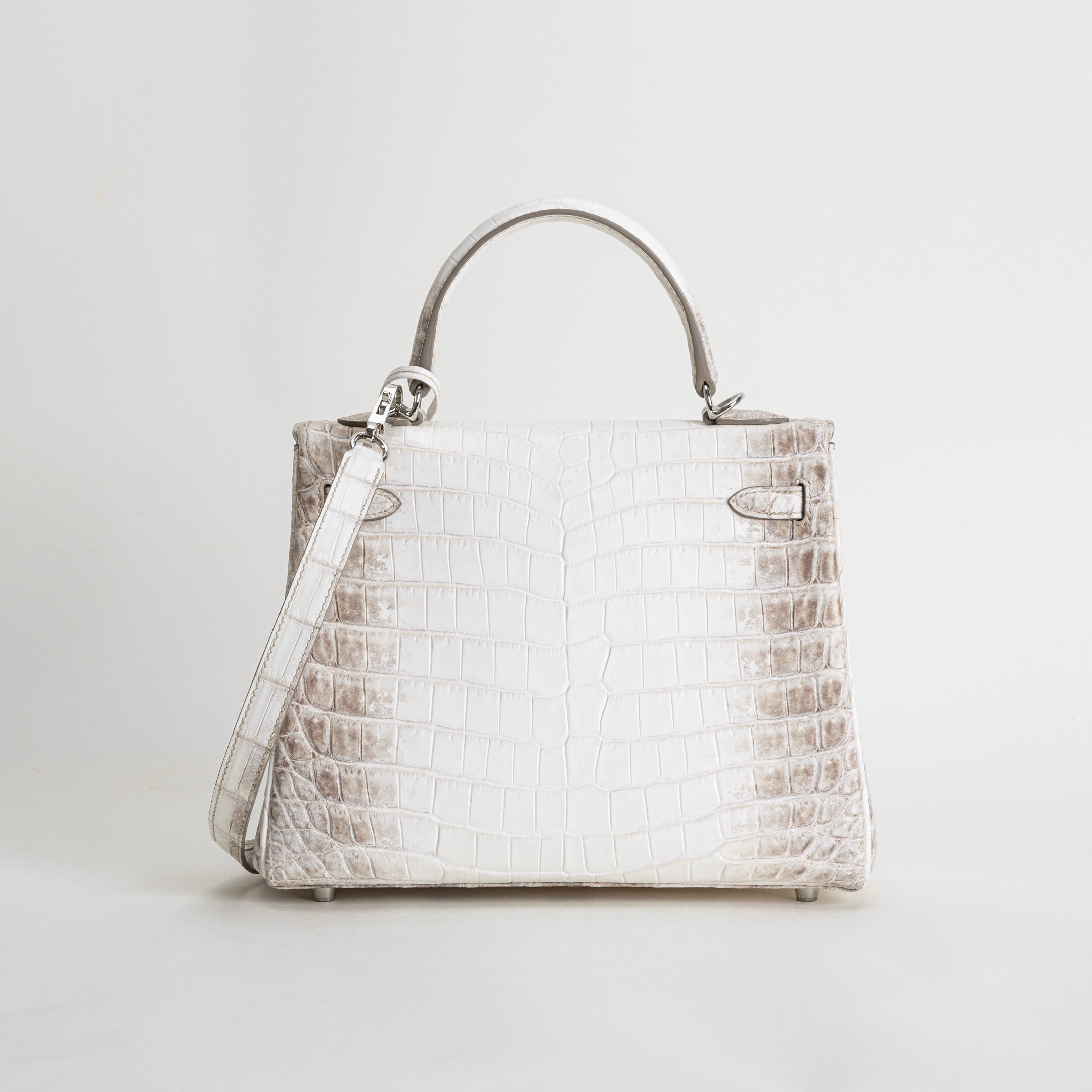 KELLY 25 NILOTICUS CROCODILE (MATTE) LEATHER HIMALAYA WITH PALLADIUM HARDWARE (PHW)