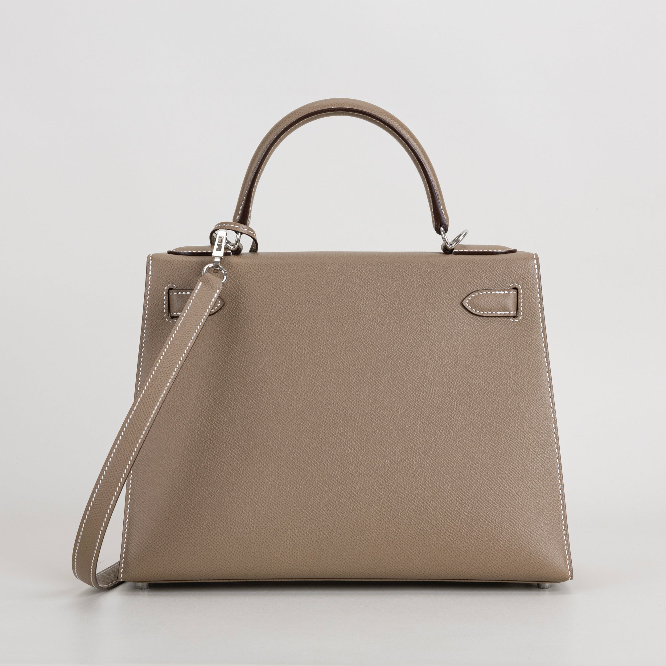 KELLY 28 EPSOM LEATHER ETOUPE WITH PALLADIUM HARDWARE (PHW)