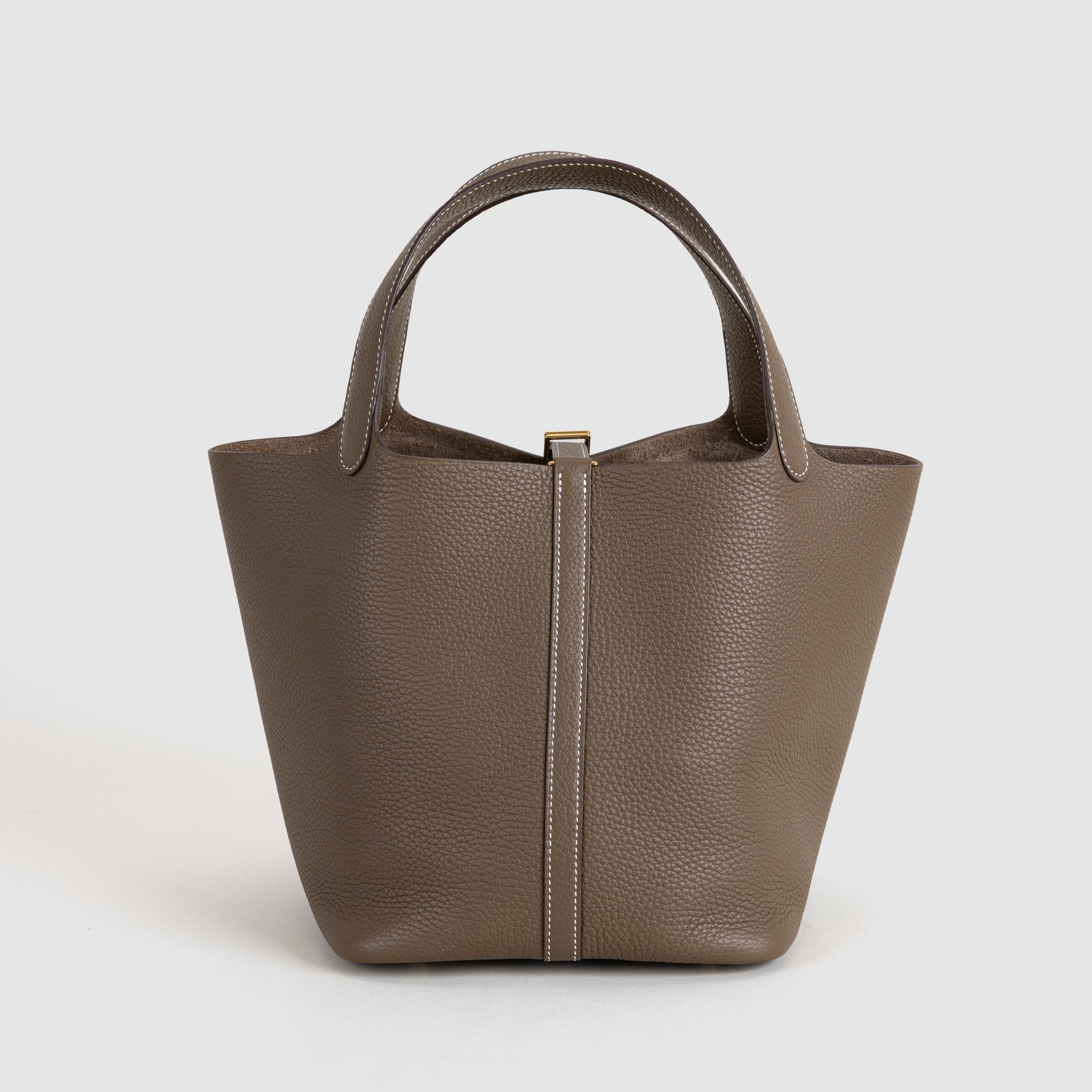 PICOTIN 22 LOCK CLEMENCE LEATHER ETOUPE WITH GOLD HARDWARE (GHW)