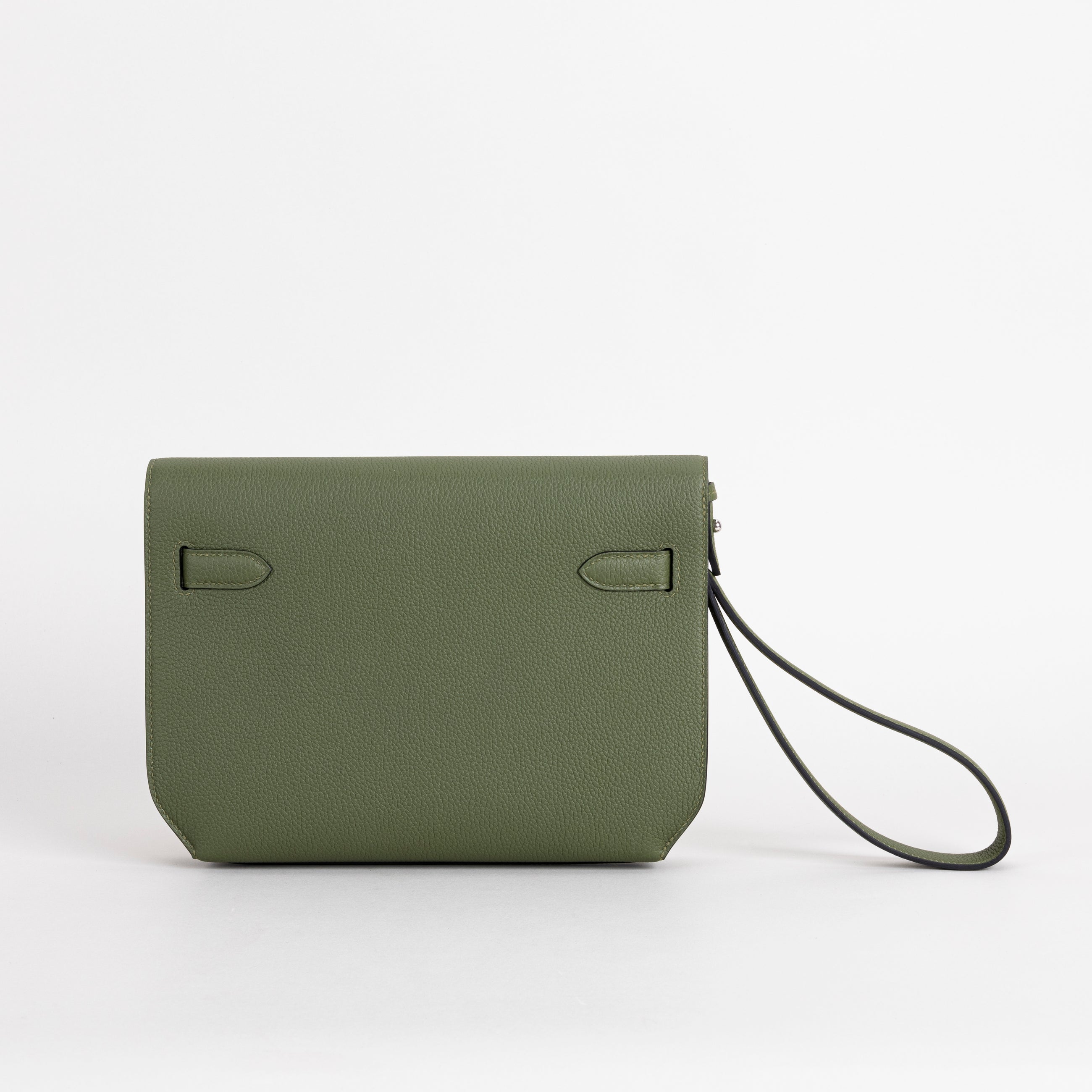 KELLY DEPECHES 25 TOGO LEATHER VERT OLIVE WITH PALLADIUM HARDWARE (PHW)