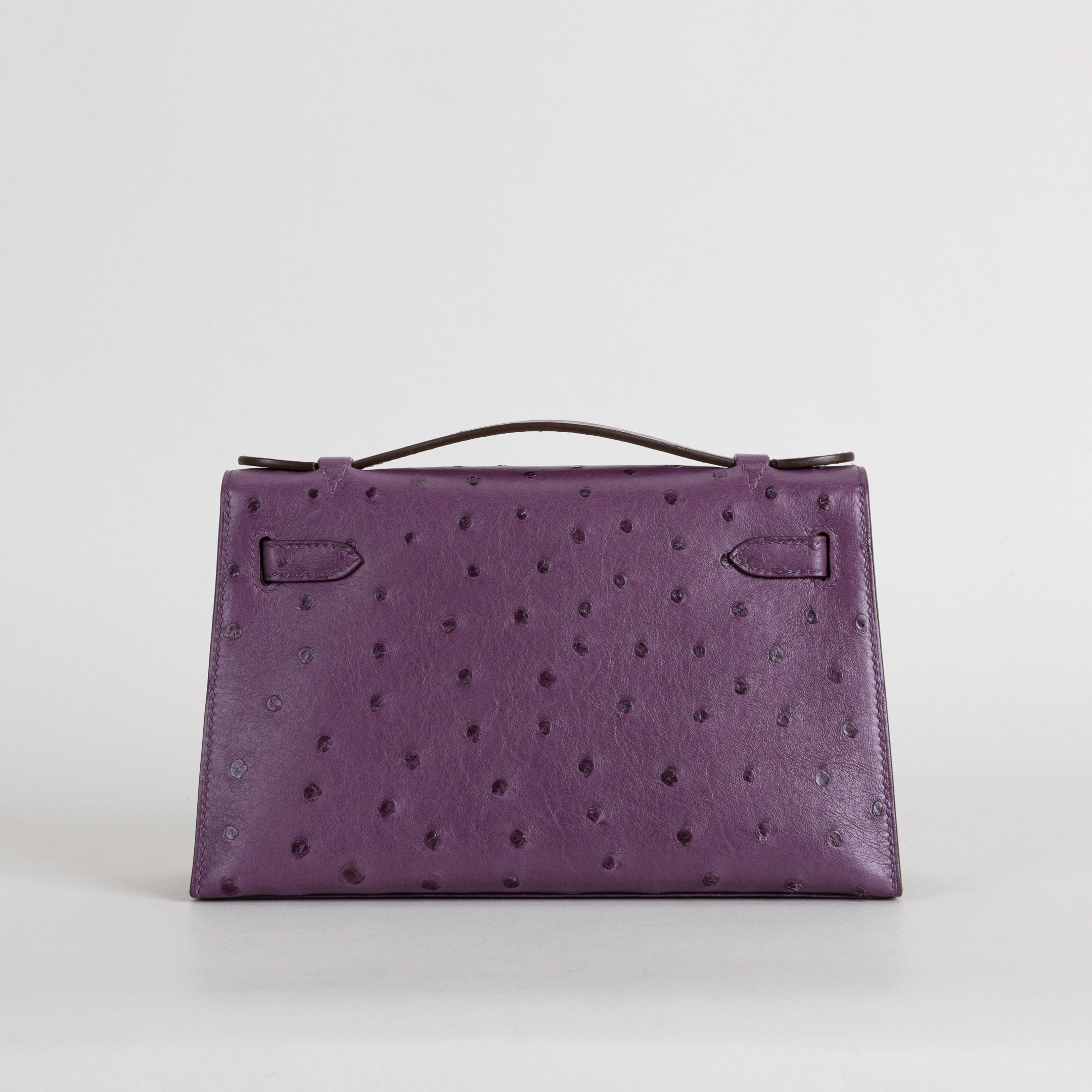 KELLY POCHETTE OSTRICH LEATHER ANEMONE WITH ROSE GOLD HARDWARE (RGHW)