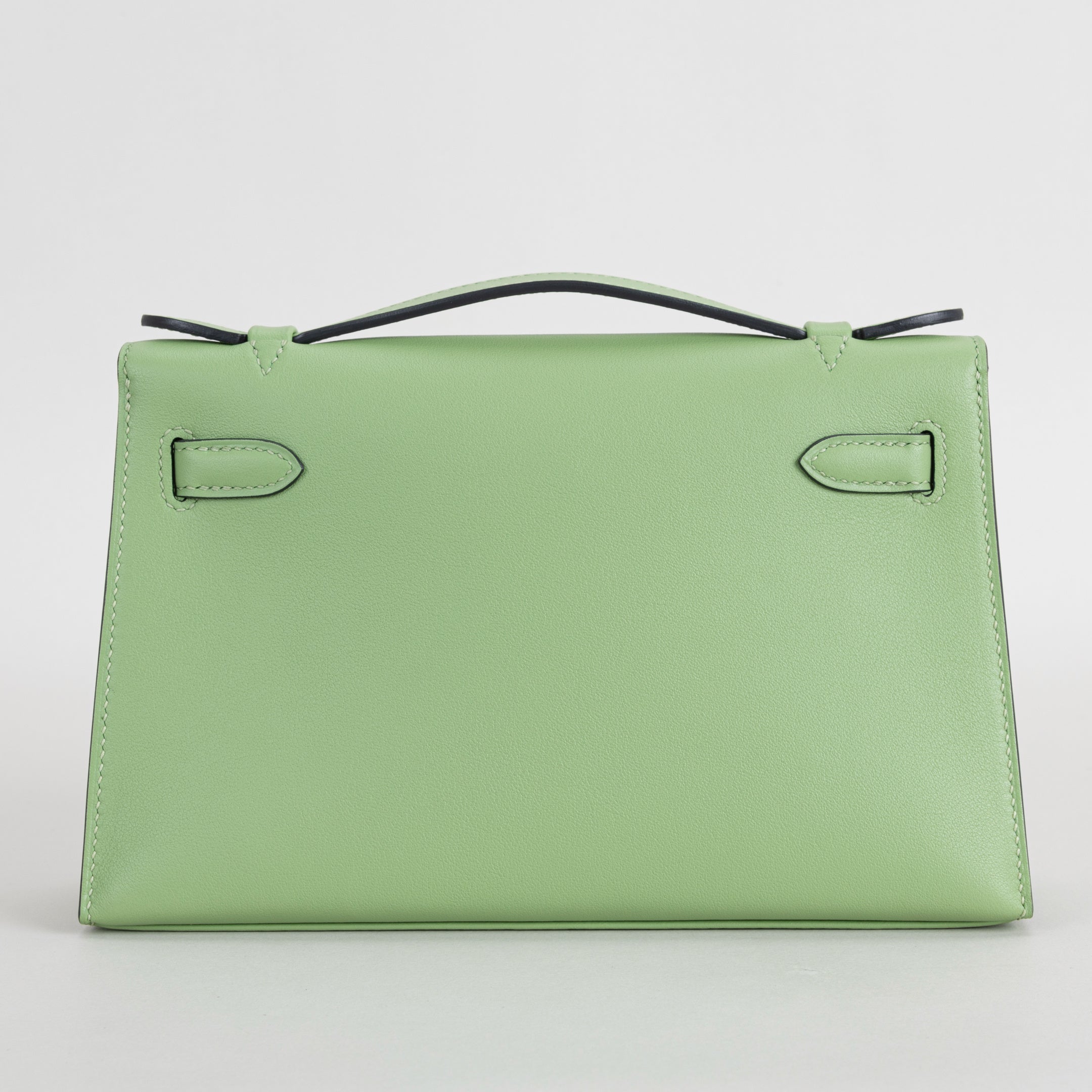 KELLY POCHETTE SWIFT LEATHER VERT CRIQUET WITH PALLADIUM HARDWARE (PHW)