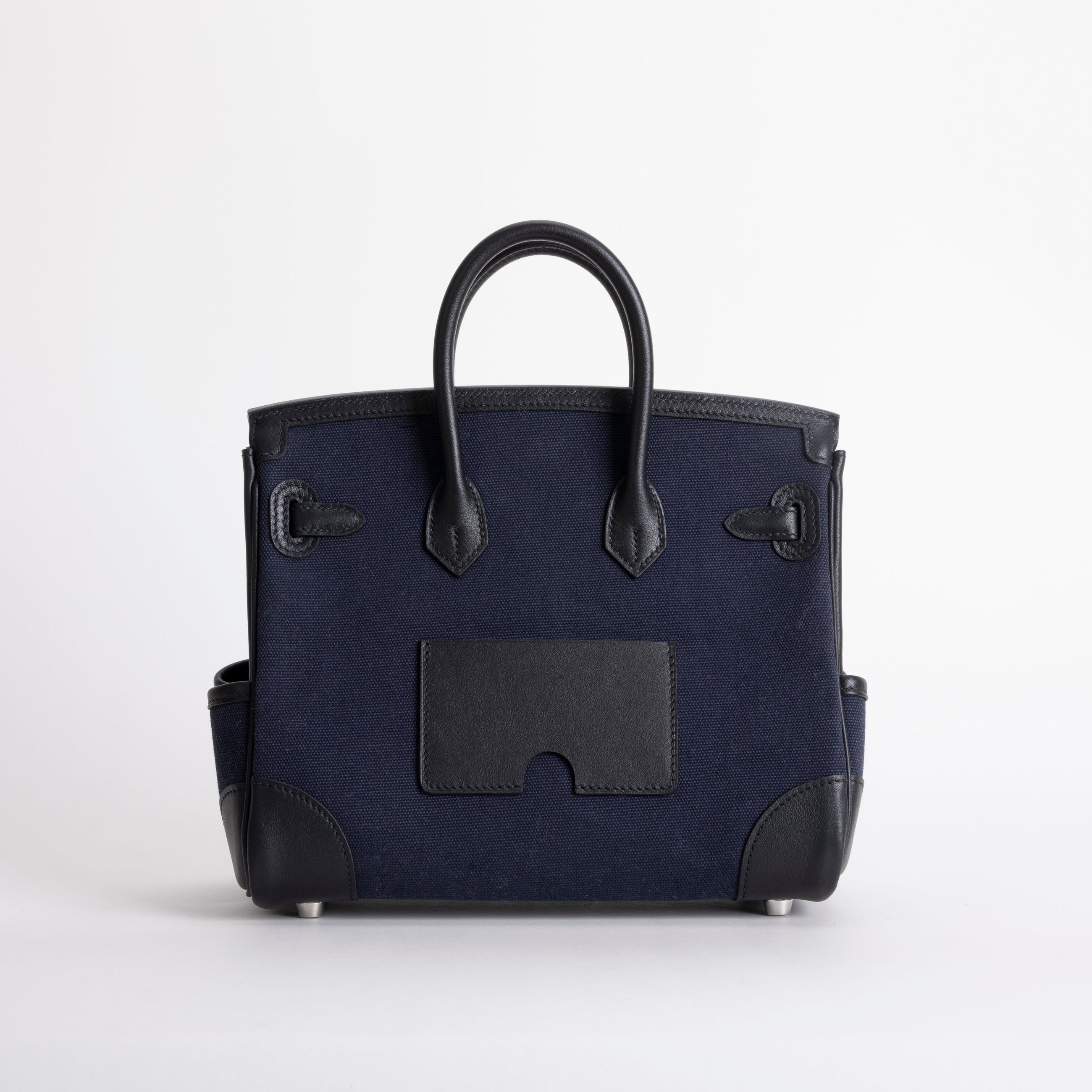 BIRKIN 25 CARGO CANVAS & SWIFT LEATHER BLEU MARINE WITH PALLADIUM HARDWARE (PHW)