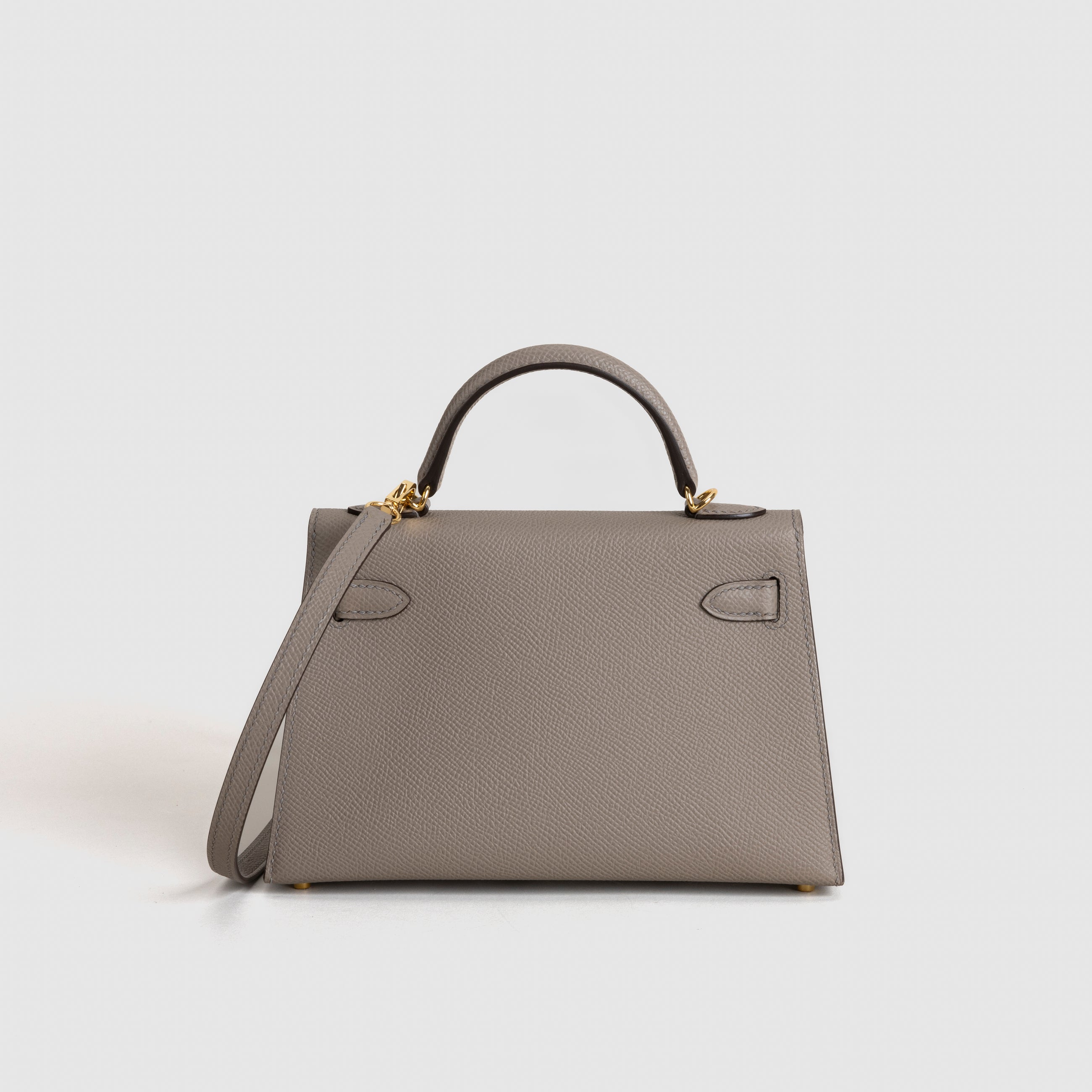 MINI KELLY II (20) EPSOM LEATHER GRIS ASPHALTE WITH GOLD HARDWARE (GHW)