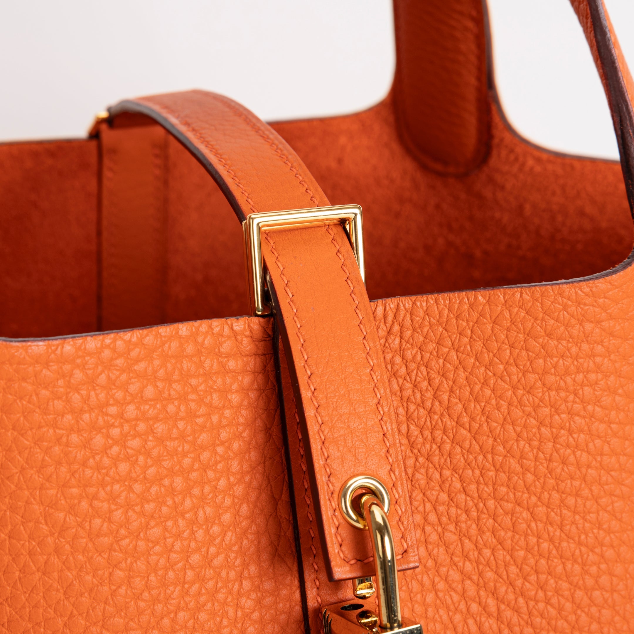 PICOTIN 18 LOCK CLEMENCE LEATHER ORANGE WITH GOLD HARDWARE (GHW)