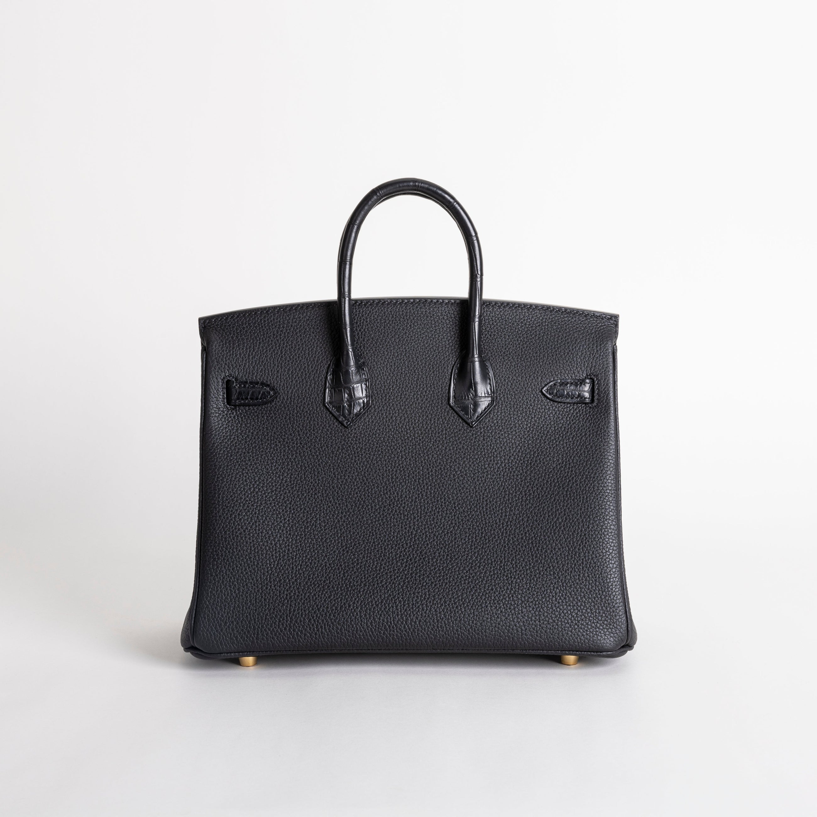 BIRKIN 25 TOUCH MATTE MISSISSIPPIENSIS ALLIGATOR LEATHER & TOGO LEATHER NOIR (BLACK) WITH GOLD HARDWARE (GHW)