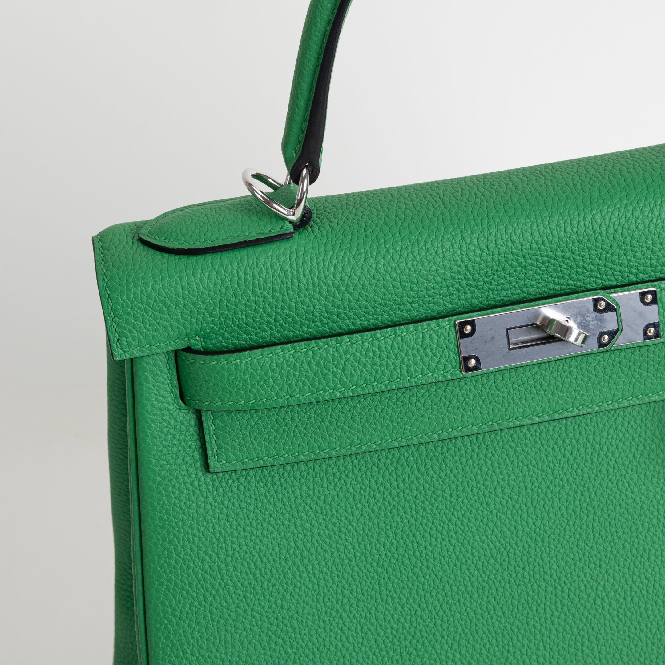 KELLY 28 TOGO LEATHER BAMBOO (GREEN) WITH PALLADIUM HARDWARE (PHW)