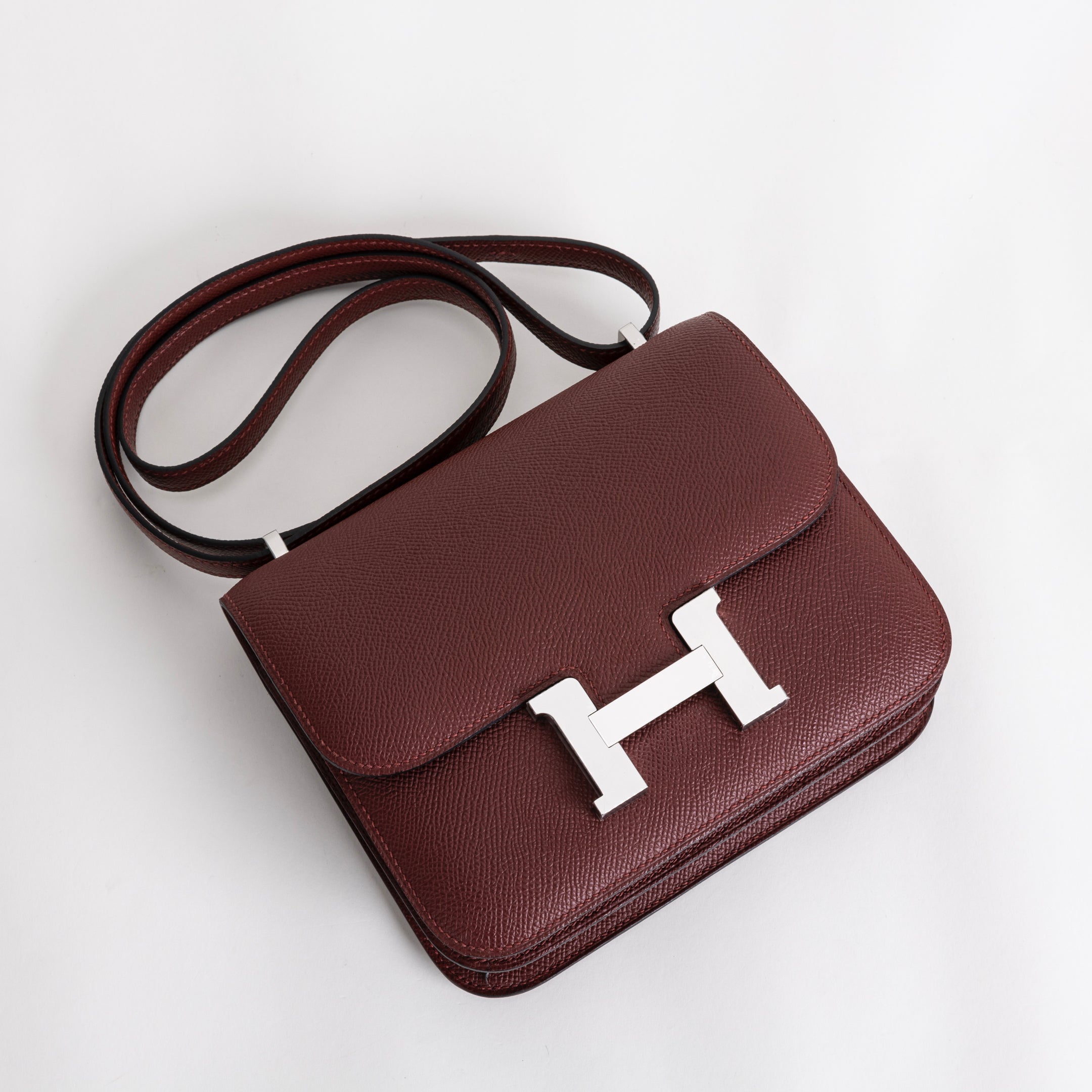 CONSTANCE 18 (MINI) EPSOM LEATHER ROUGE H WITH PALLADIUM HARDWARE (PHW)
