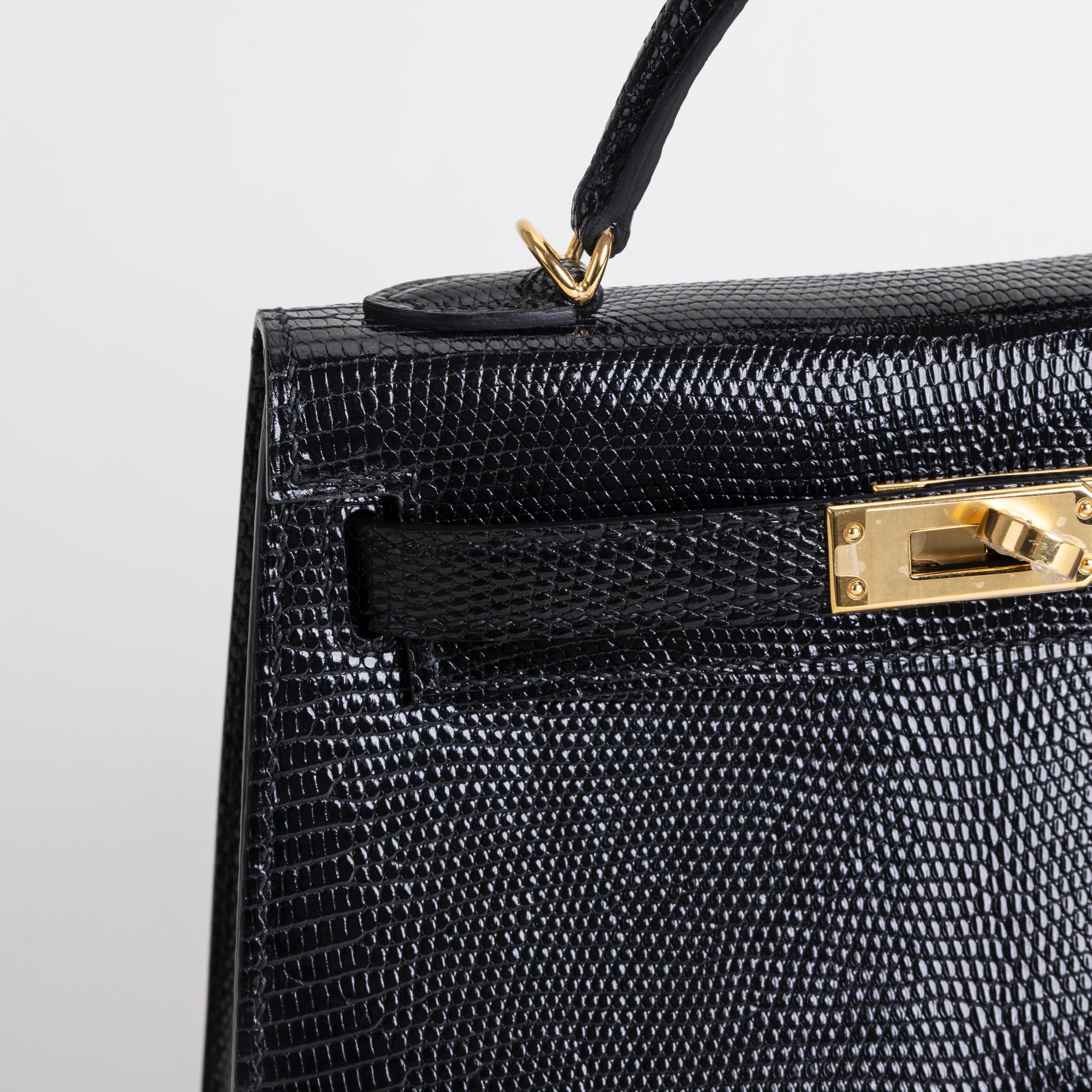 MINI KELLY II (20) LIZARD LEATHER NOIR (BLACK) WITH GOLD HARDWARE (GHW)