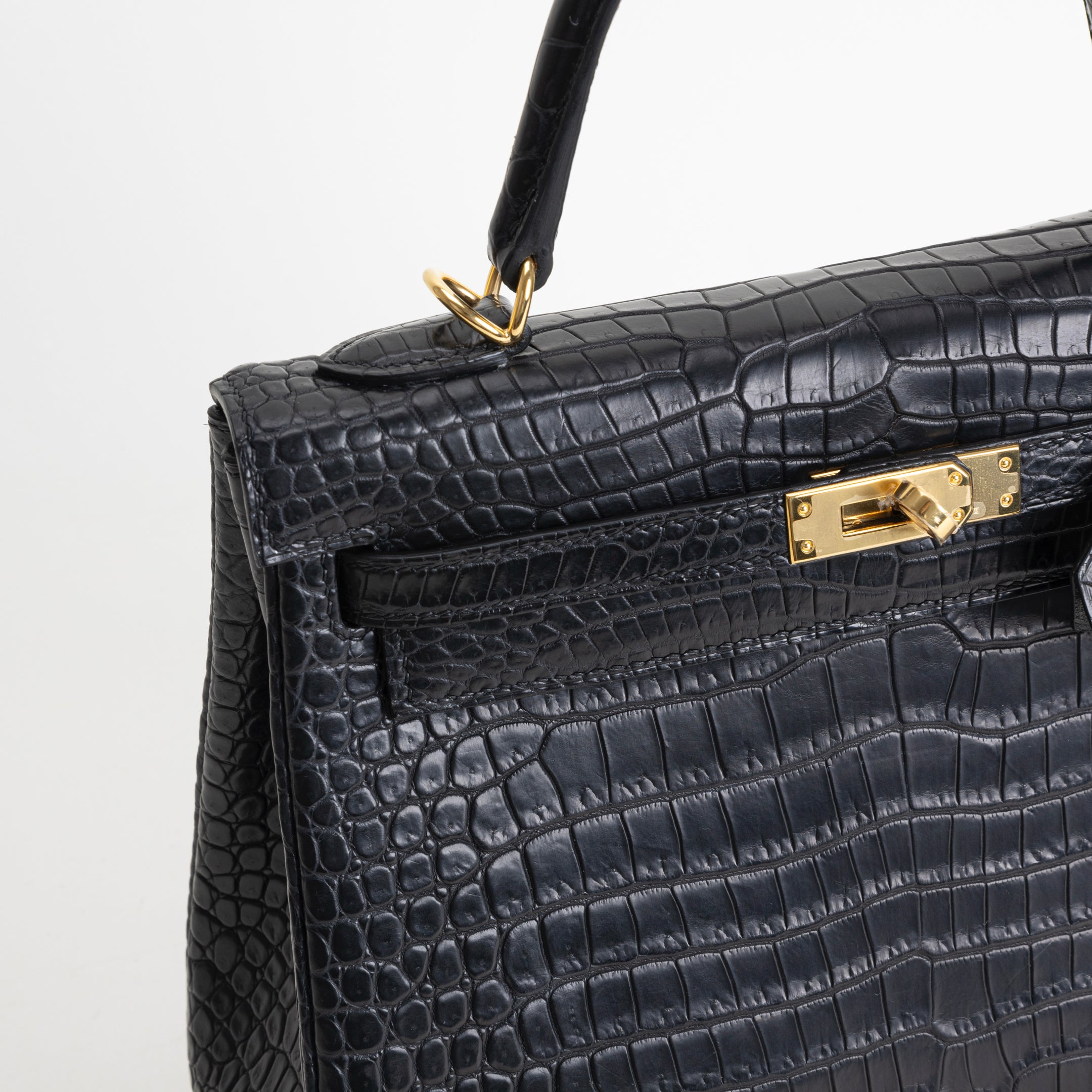KELLY 25 MATTE POROSUS CROCODILE LEATHER NOIR (BLACK) WITH GOLD HARDWARE (GHW)
