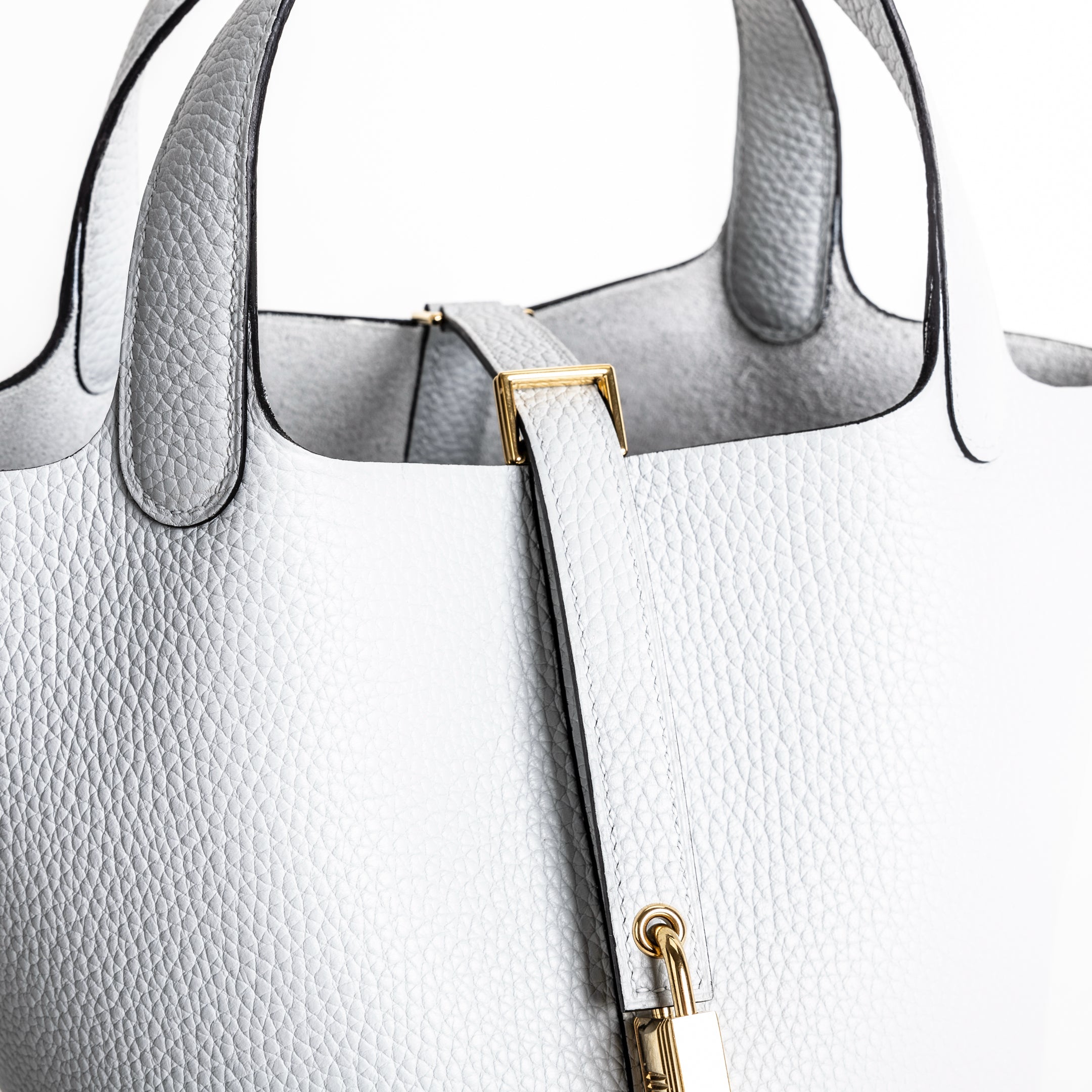 PICOTIN 18 LOCK CLEMENCE LEATHER BLEU PALE WITH GOLD HARDWARE (GHW)