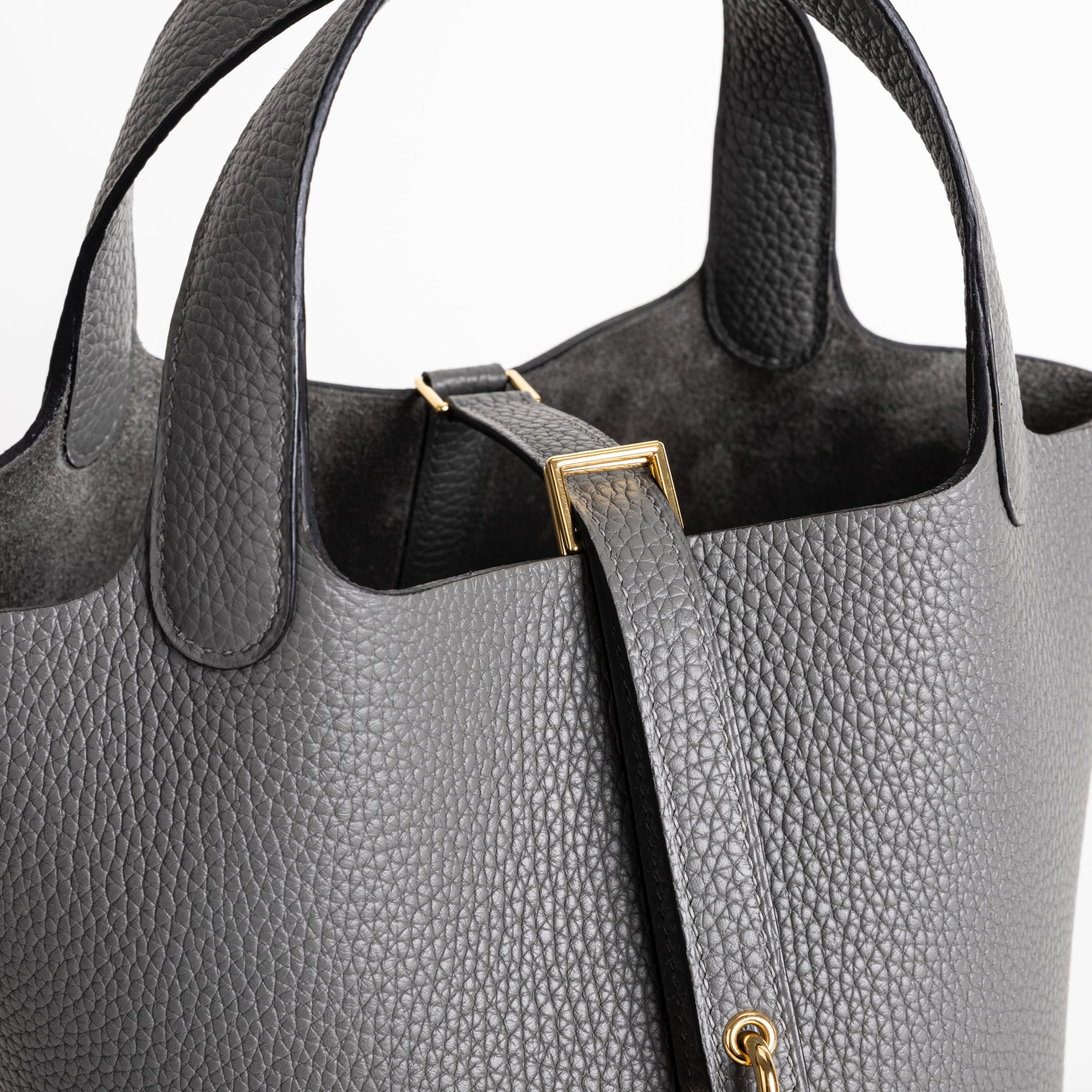 PICOTIN 18 LOCK CLEMENCE LEATHER GRIS MEYER WITH GOLD HARDWARE (GHW)