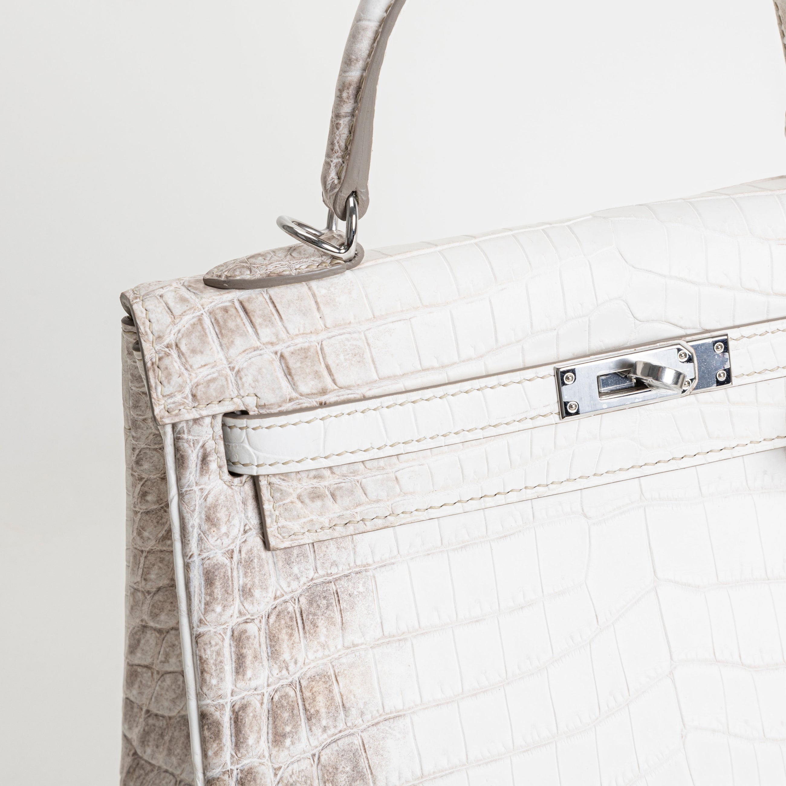 KELLY 25 NILOTICUS CROCODILE (MATTE) LEATHER HIMALAYA WITH PALLADIUM HARDWARE (PHW)