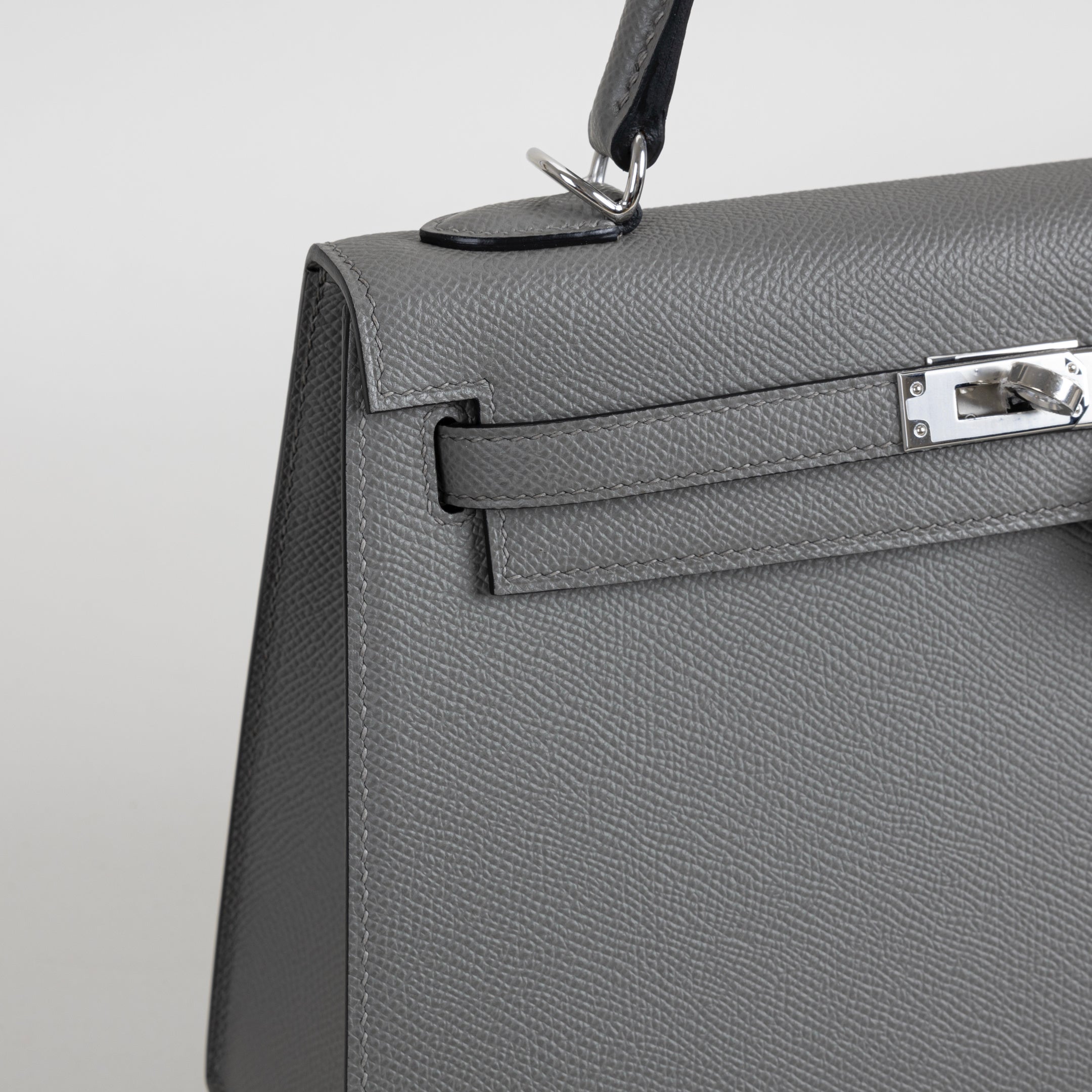 KELLY 25 EPSOM LEATHER GRIS MEYER WITH PALLADIUM HARDWARE (PHW)