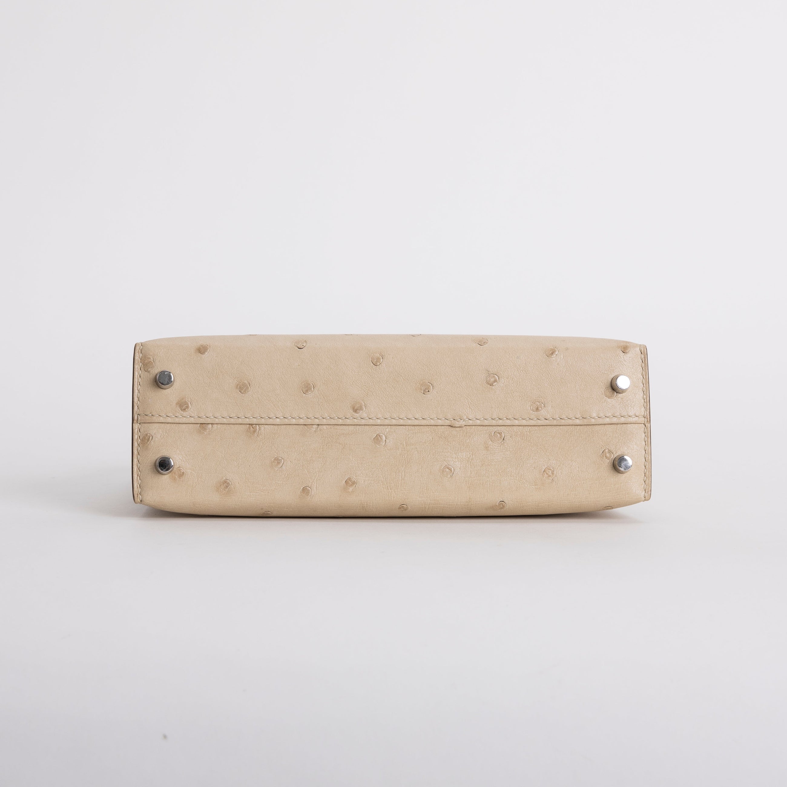 MINI KELLY II (20) OSTRICH LEATHER PARCHEMIN WITH PALLADIUM HARDWARE (PHW)