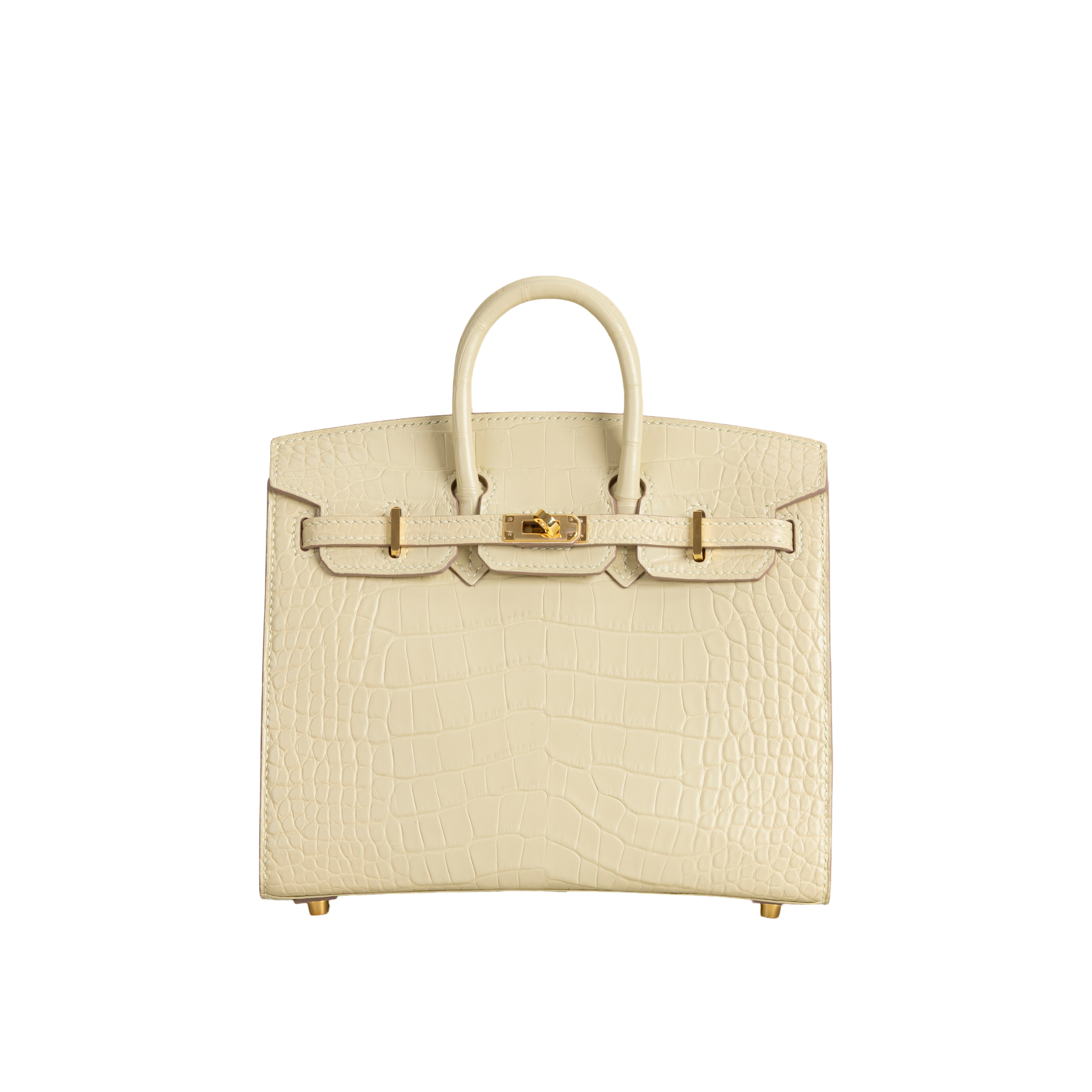 BIRKIN 20 (SELLIER SHAPE) MATTE MISSISSIPPIENSIS ALLIGATOR LEATHER VANILLA WITH GOLD HARDWARE (GHW)