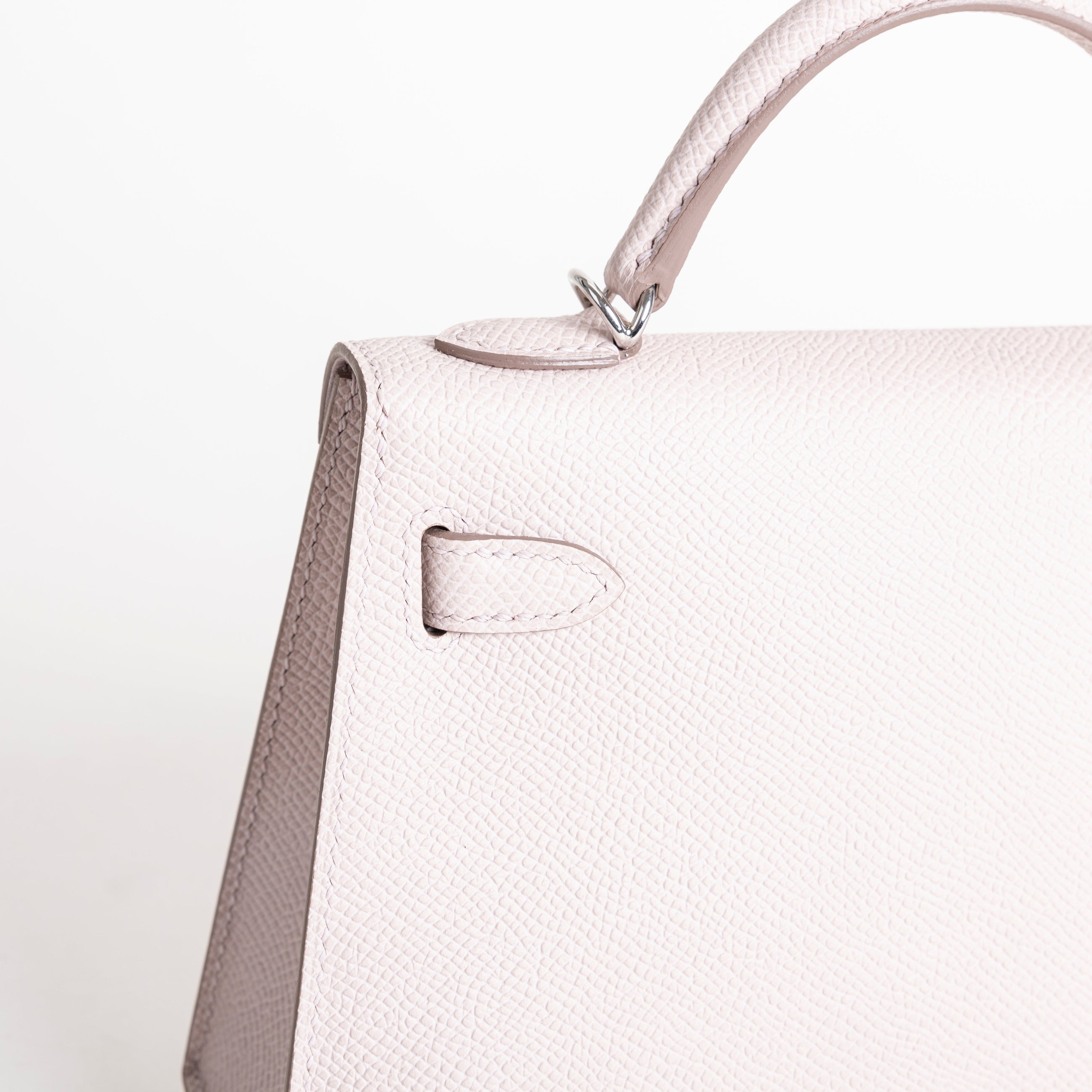 MINI KELLY II (20) EPSOM LEATHER MAUVE PALE WITH PALLADIUM HARDWARE (PHW)