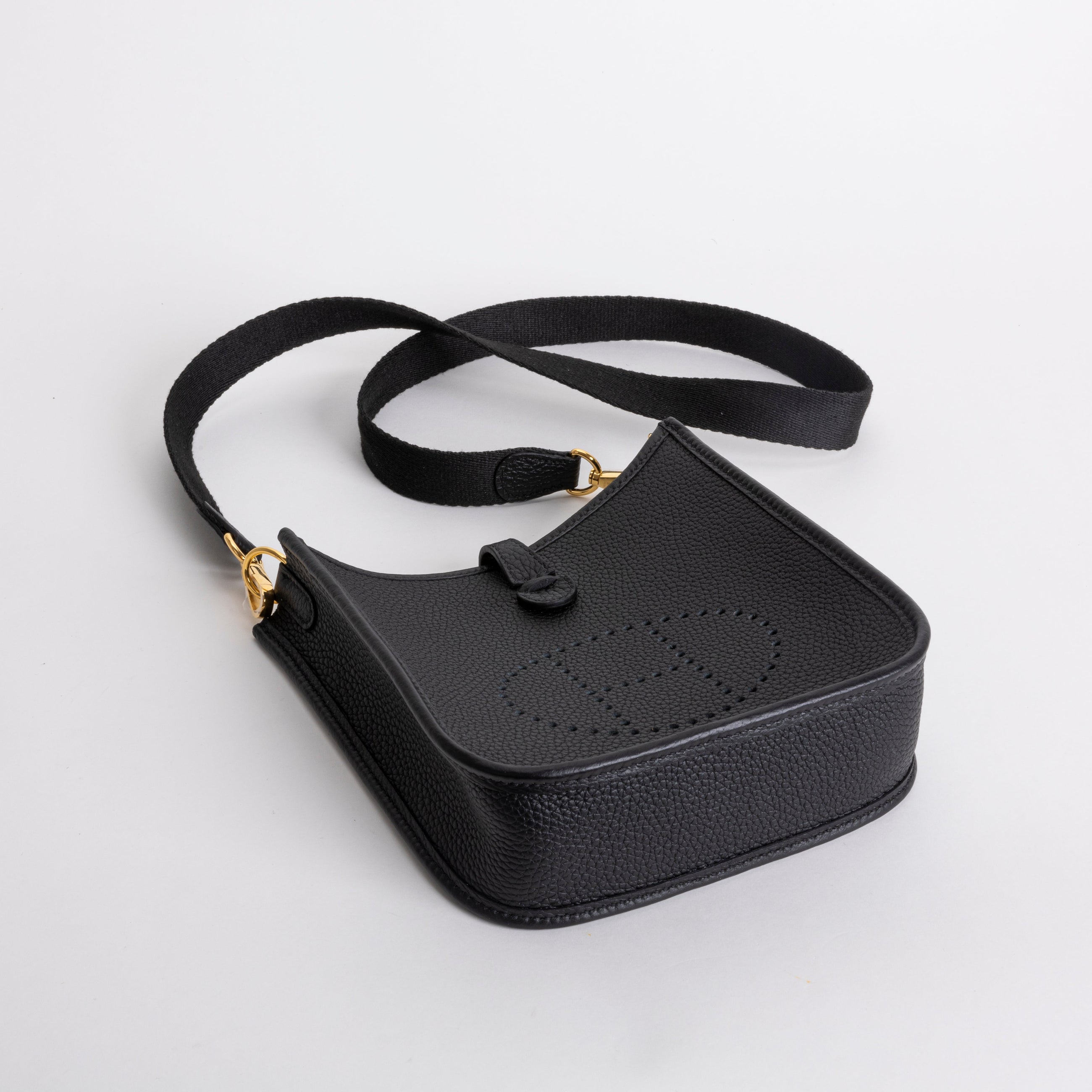MINI EVELYNE (TPM) CLEMENCE LEATHER NOIR (BLACK) WITH GOLD HARDWARE (GHW)