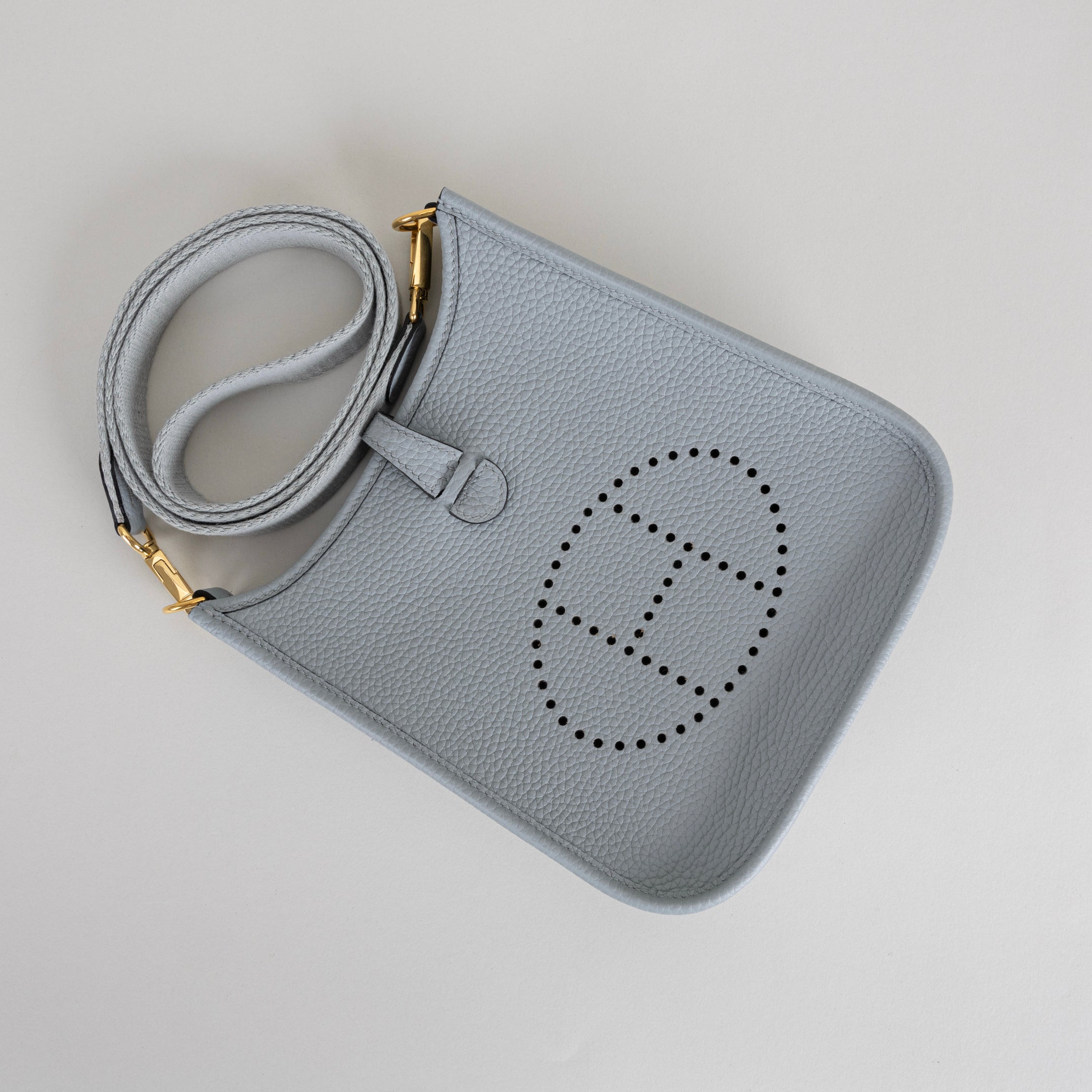 MINI EVELYNE (TPM) CLEMENCE LEATHER BLEU GLACIER WITH GOLD HARDWARE (GHW)