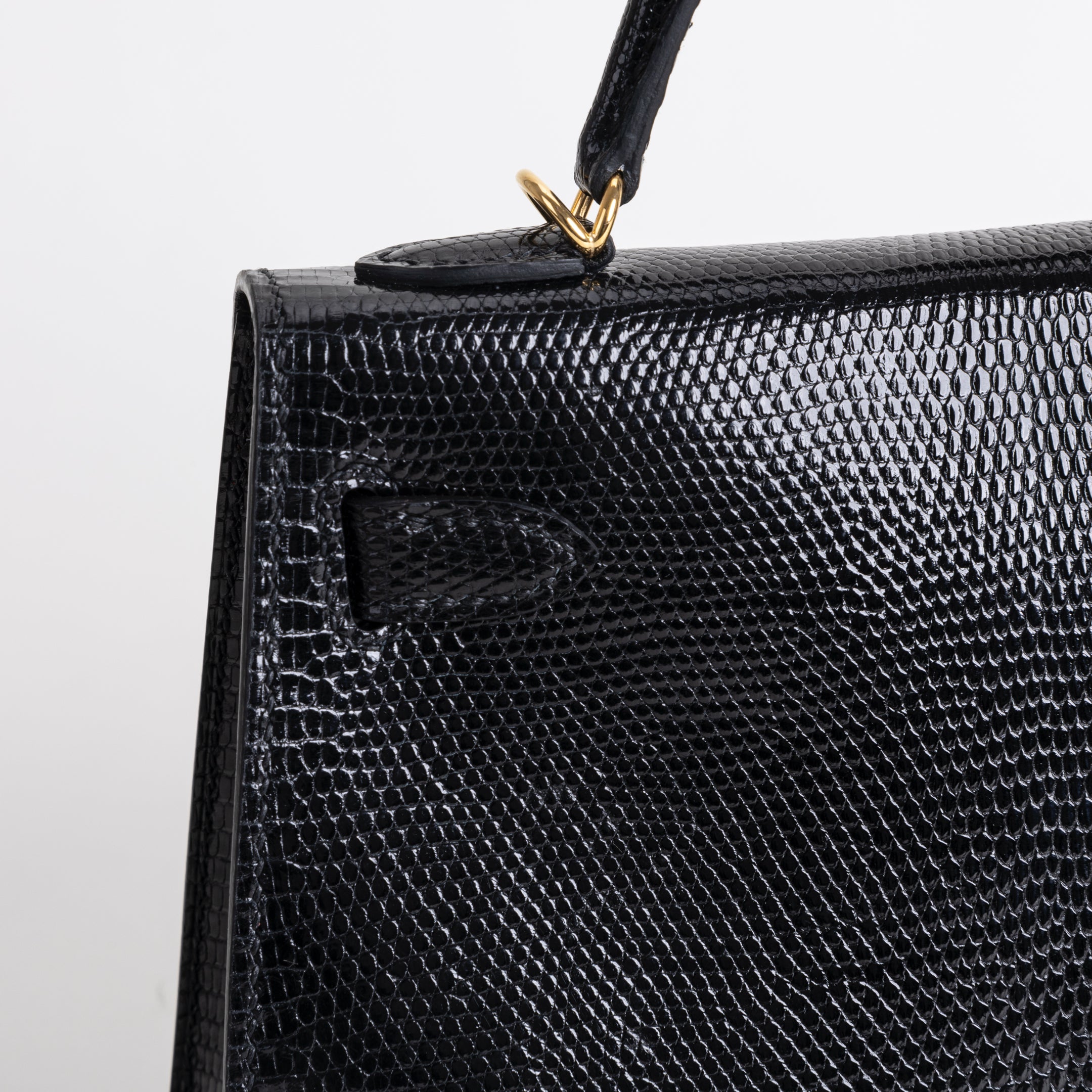 MINI KELLY II (20) LIZARD LEATHER NOIR (BLACK) WITH GOLD HARDWARE (GHW)