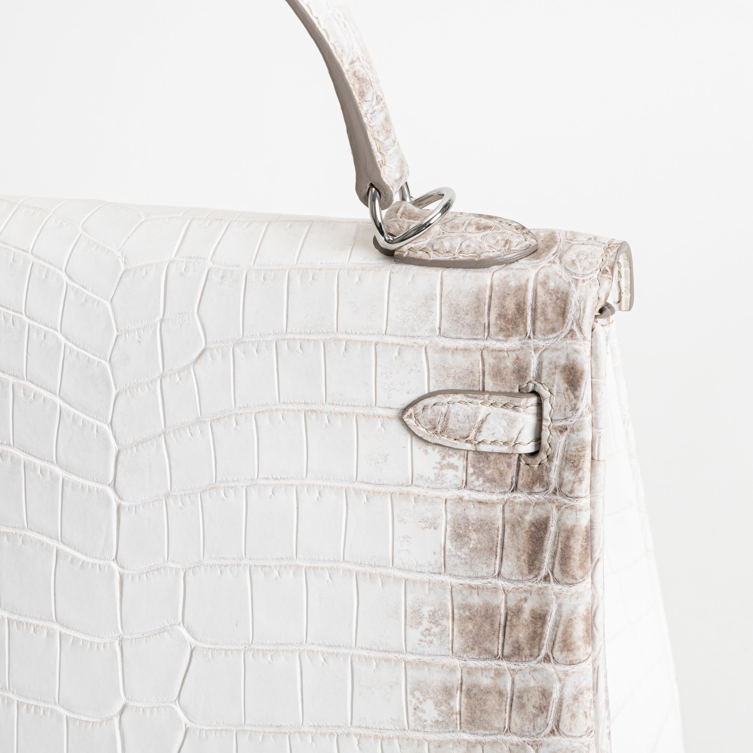 KELLY 25 NILOTICUS CROCODILE (MATTE) LEATHER HIMALAYA WITH PALLADIUM HARDWARE (PHW)