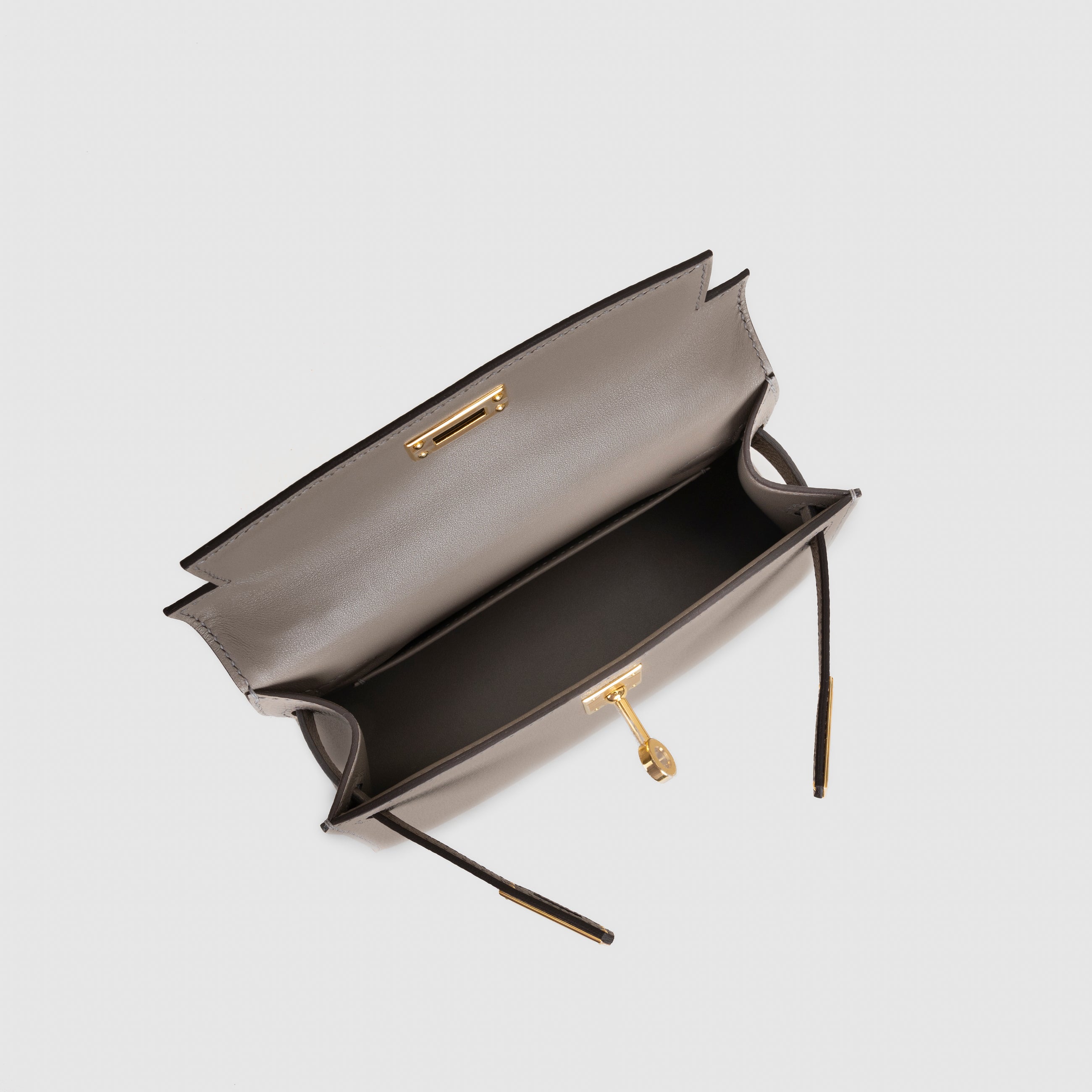 MINI KELLY II (20) EPSOM LEATHER GRIS ASPHALTE WITH GOLD HARDWARE (GHW)