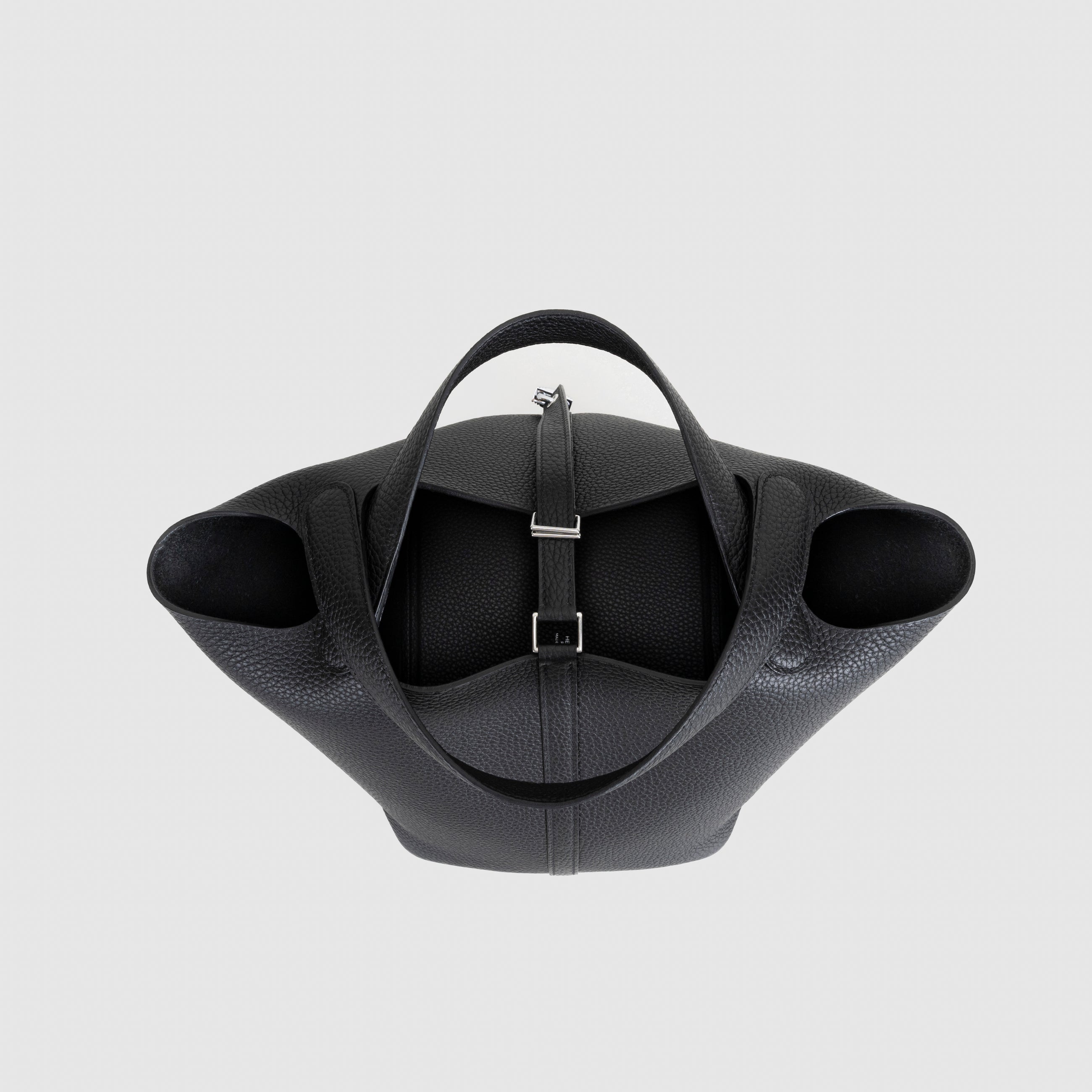 PICOTIN 22 LOCK CLEMENCE LEATHER NOIR (BLACK) WITH PALLADIUM HARDWARE (PHW)