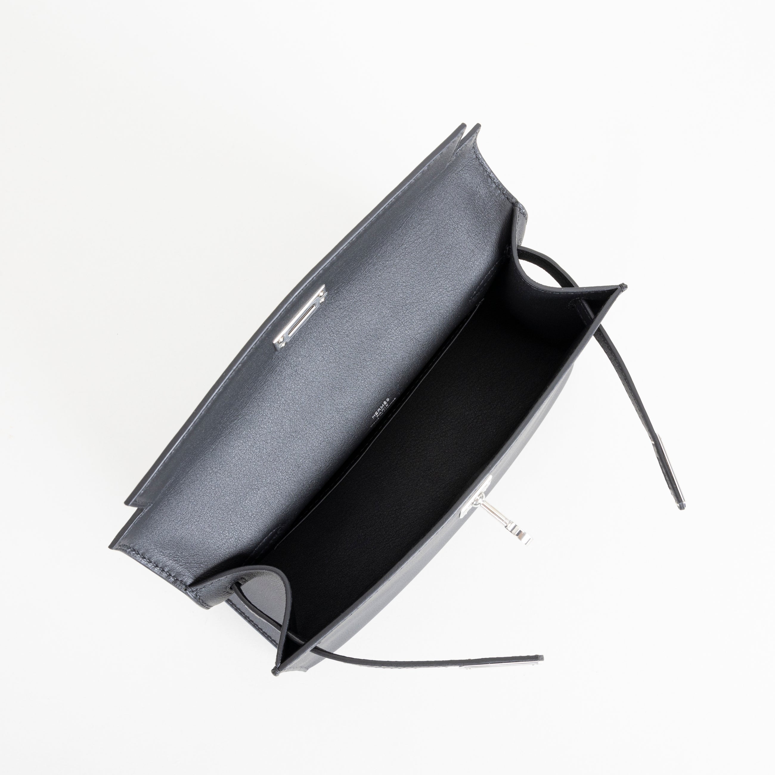 KELLY POCHETTE SWIFT LEATHER NOIR (BLACK) WITH PALLADIUM HARDWARE (PHW)
