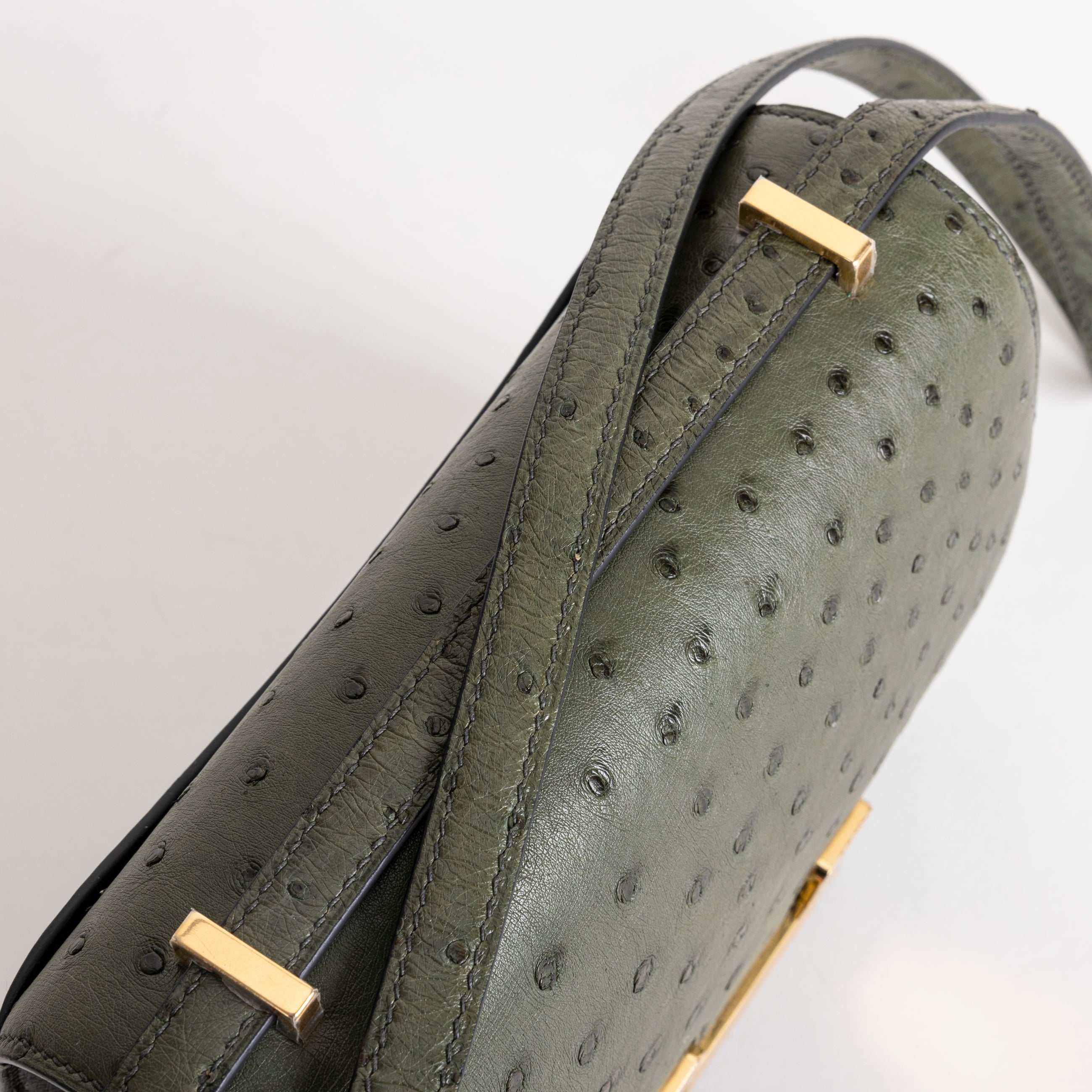 CONSTANCE 18 (MINI) OSTRICH LEATHER VERT CYPRES WITH GOLD HARDWARE (GHW)