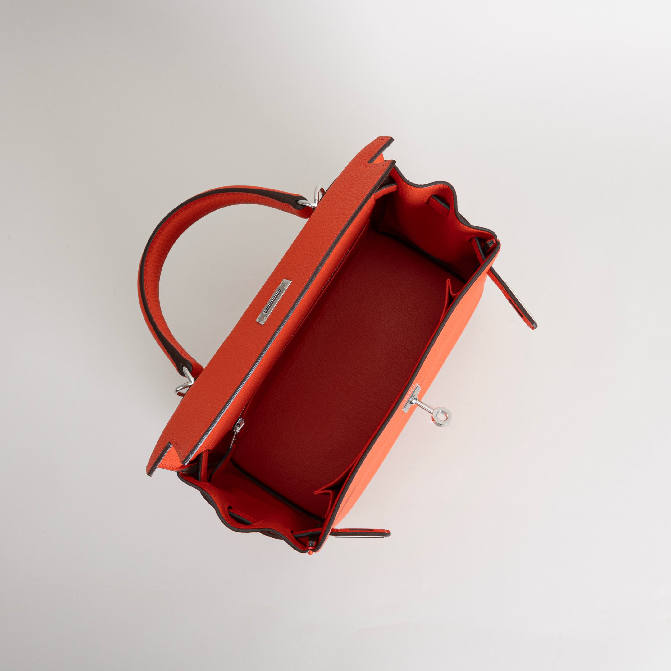 KELLY 25 TOGO LEATHER FEU ORANGE WITH PALLADIUM HARDWARE (PHW)