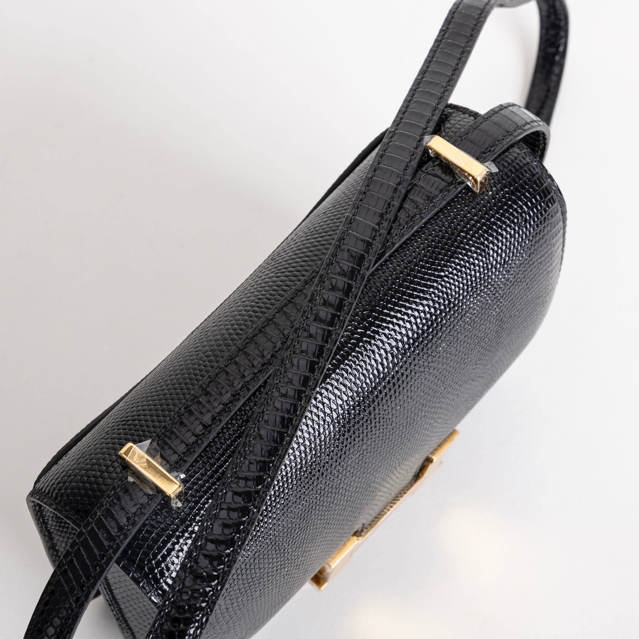 CONSTANCE 18 (MINI) LIZARD LEATHER NOIR (BLACK) WITH GOLD HARDWARE (GHW)
