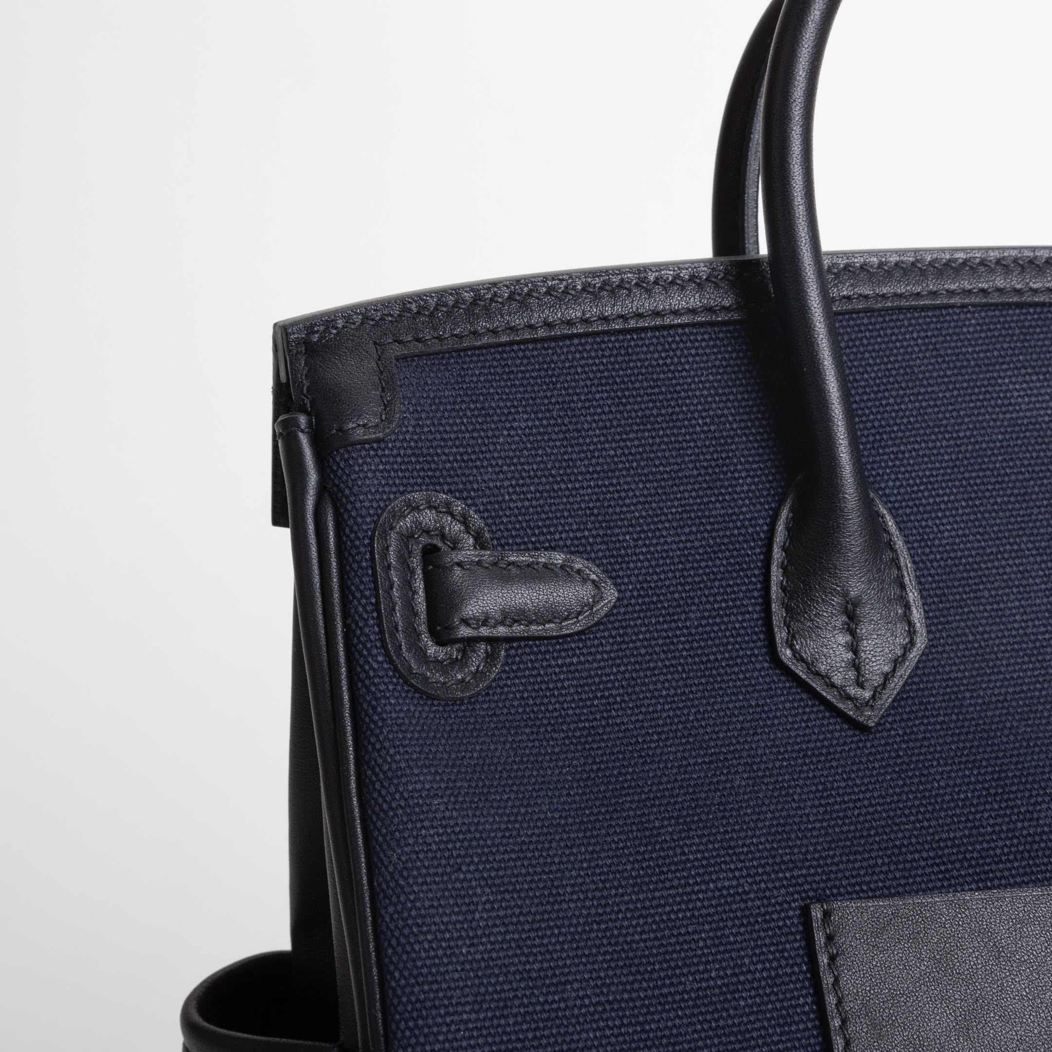 BIRKIN 25 CARGO CANVAS & SWIFT LEATHER BLEU MARINE WITH PALLADIUM HARDWARE (PHW)