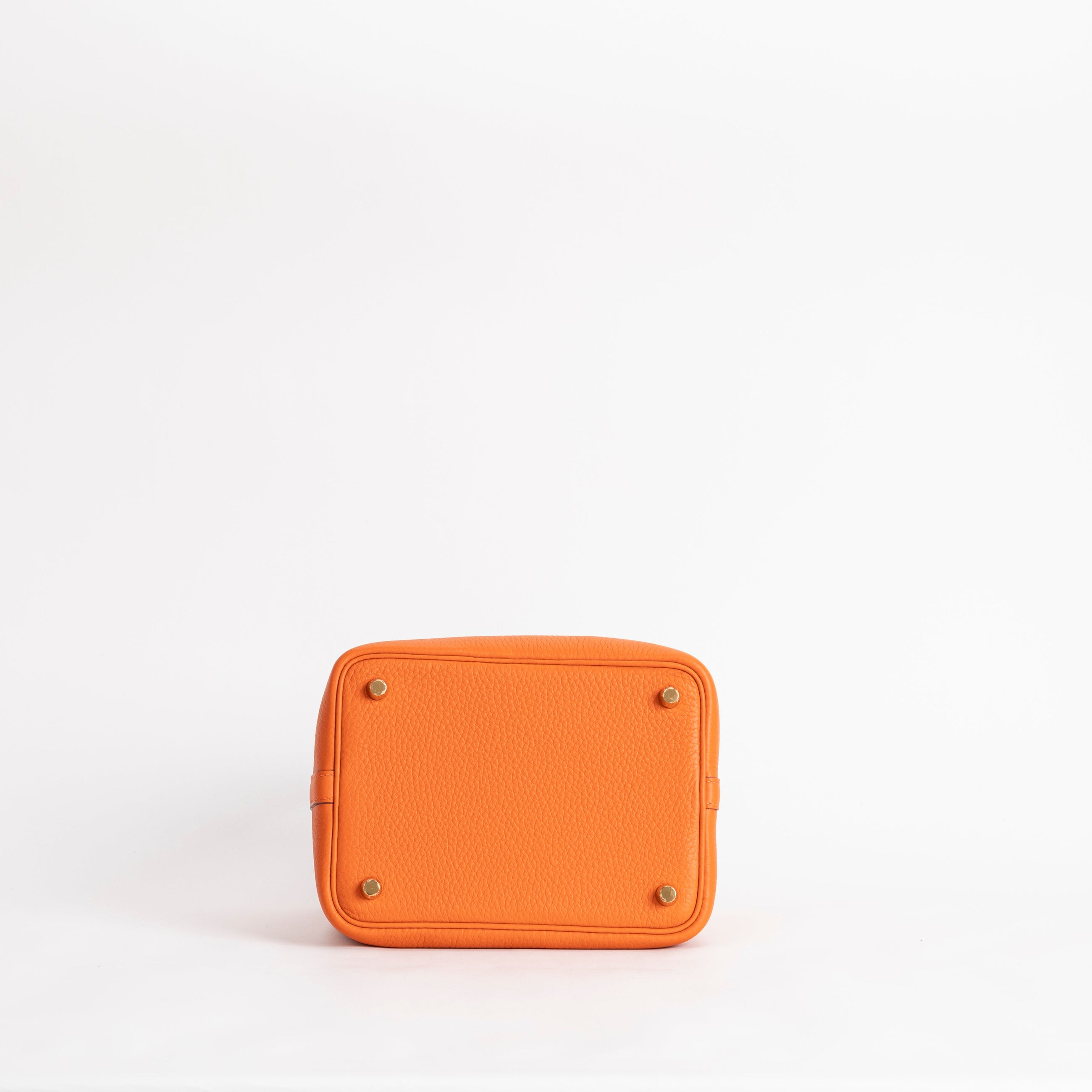 PICOTIN 18 LOCK CLEMENCE LEATHER ORANGE WITH GOLD HARDWARE (GHW)