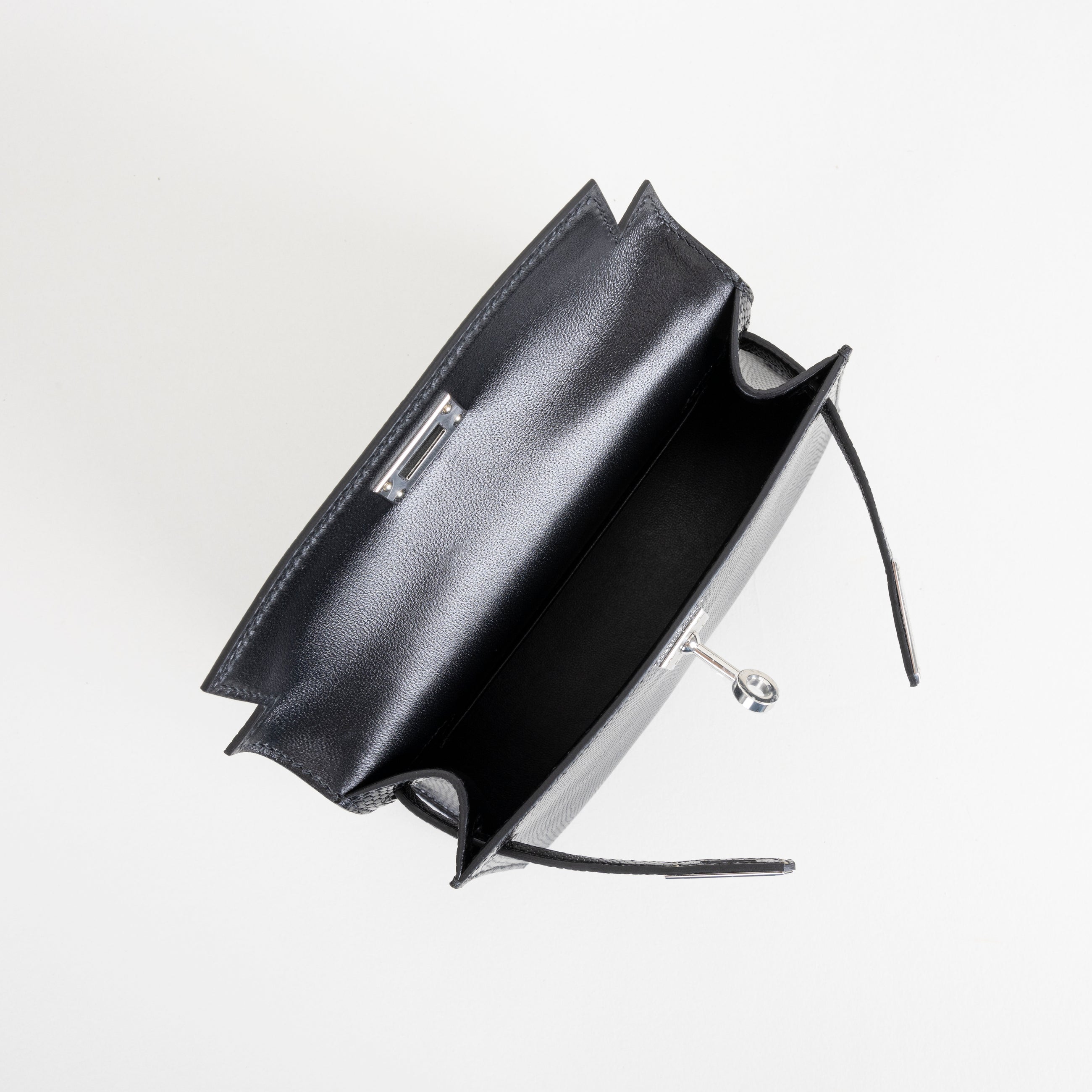 MINI KELLY II (20) LIZARD LEATHER NOIR (BLACK) WITH PALLADIUM HARDWARE (PHW)