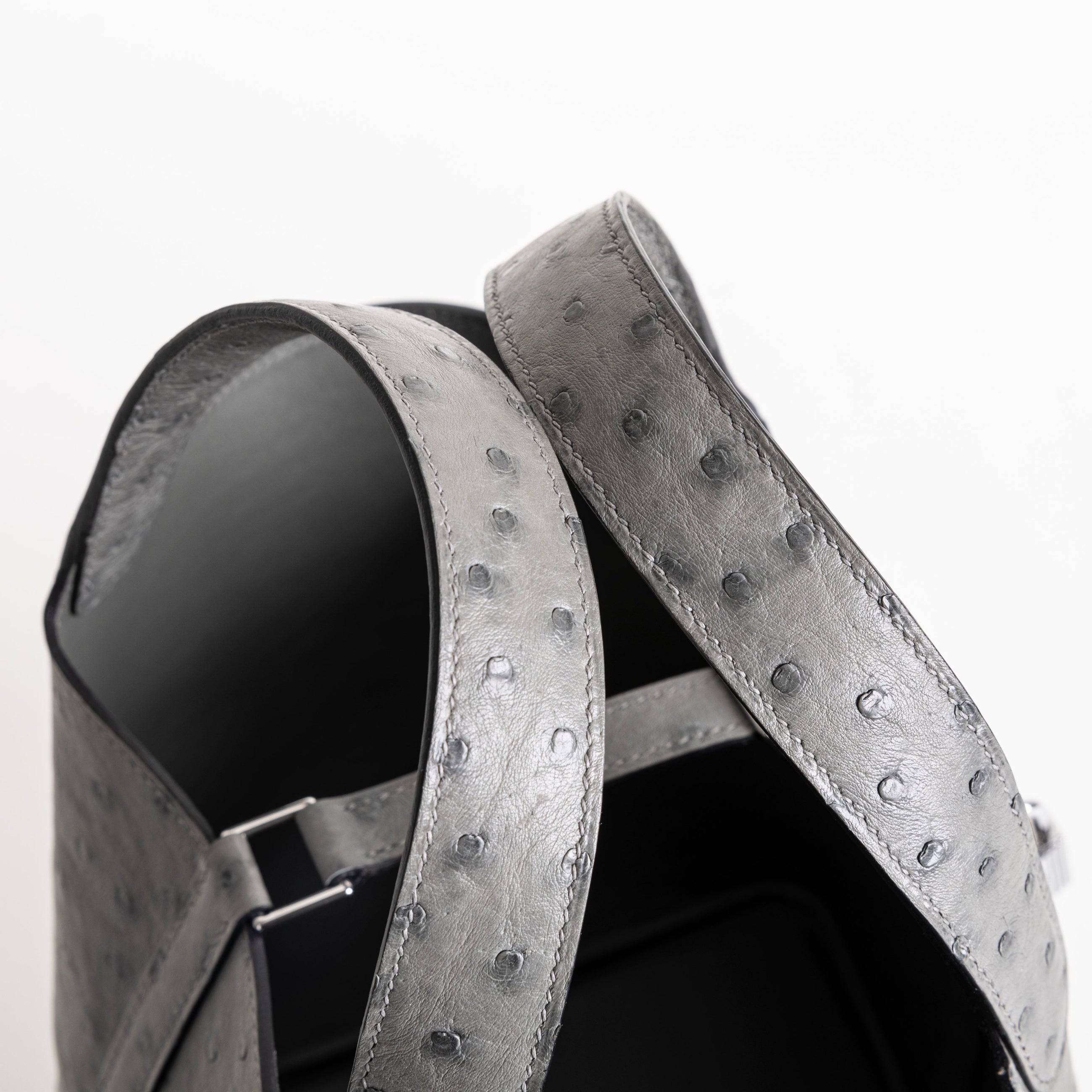 PICOTIN 18 LOCK OSTRICH LEATHER GRIS MEYER WITH PALLADIUM HARDWARE (PHW)