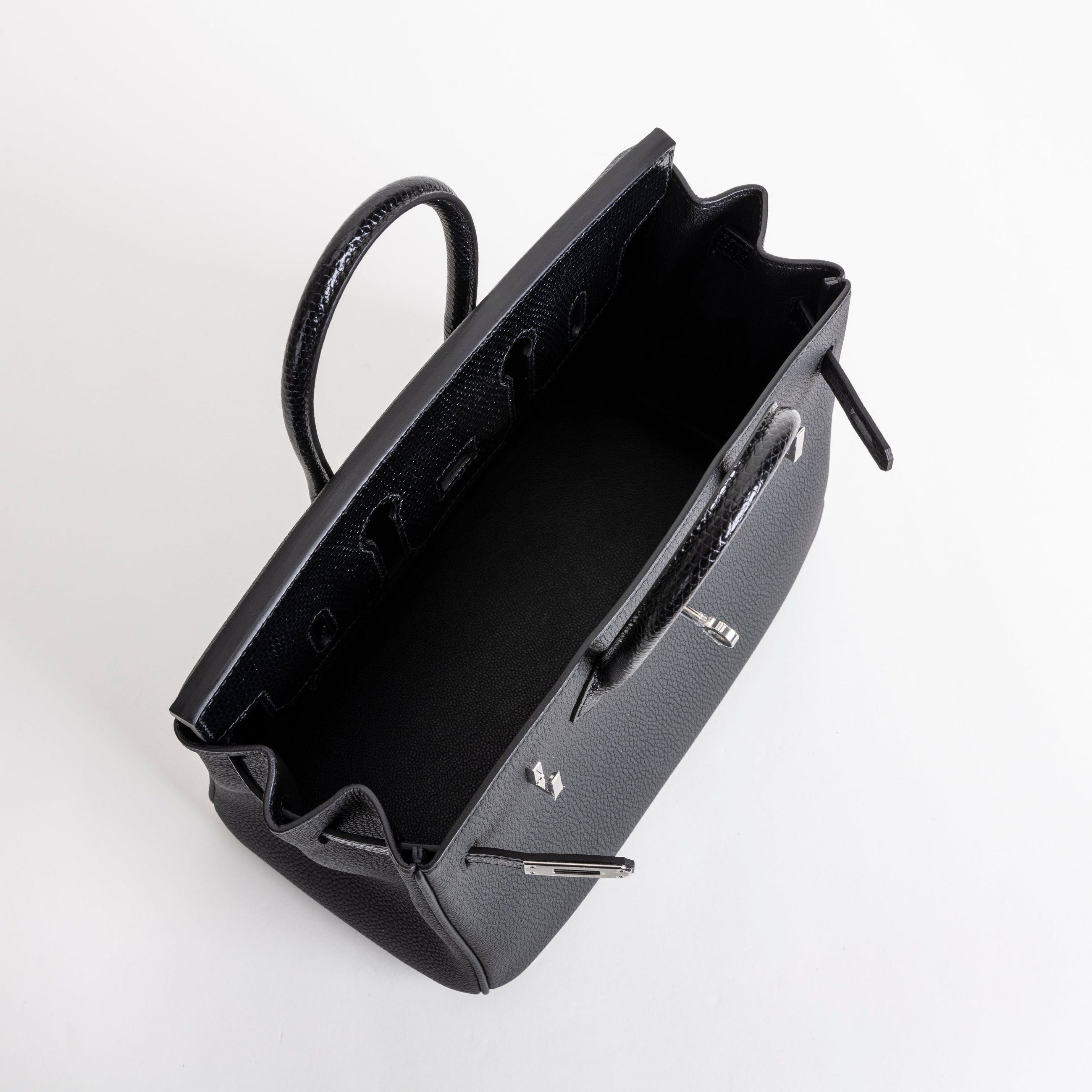 BIRKIN 25 TOUCH LIZARD LEATHER & TOGO LEATHER NOIR (BLACK) WITH PALLADIUM HARDWARE (PHW)