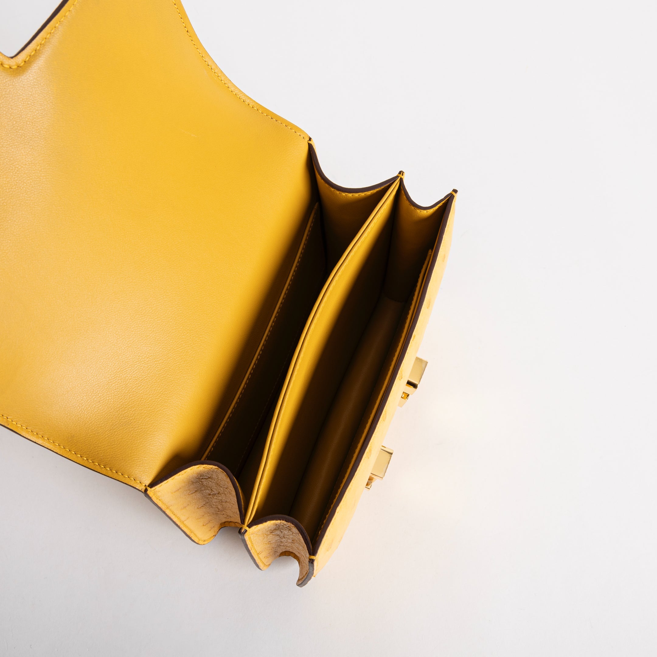 CONSTANCE 18 (MINI) OSTRICH LEATHER JAUNE AMBRE WITH GOLD HARDWARE (GHW)