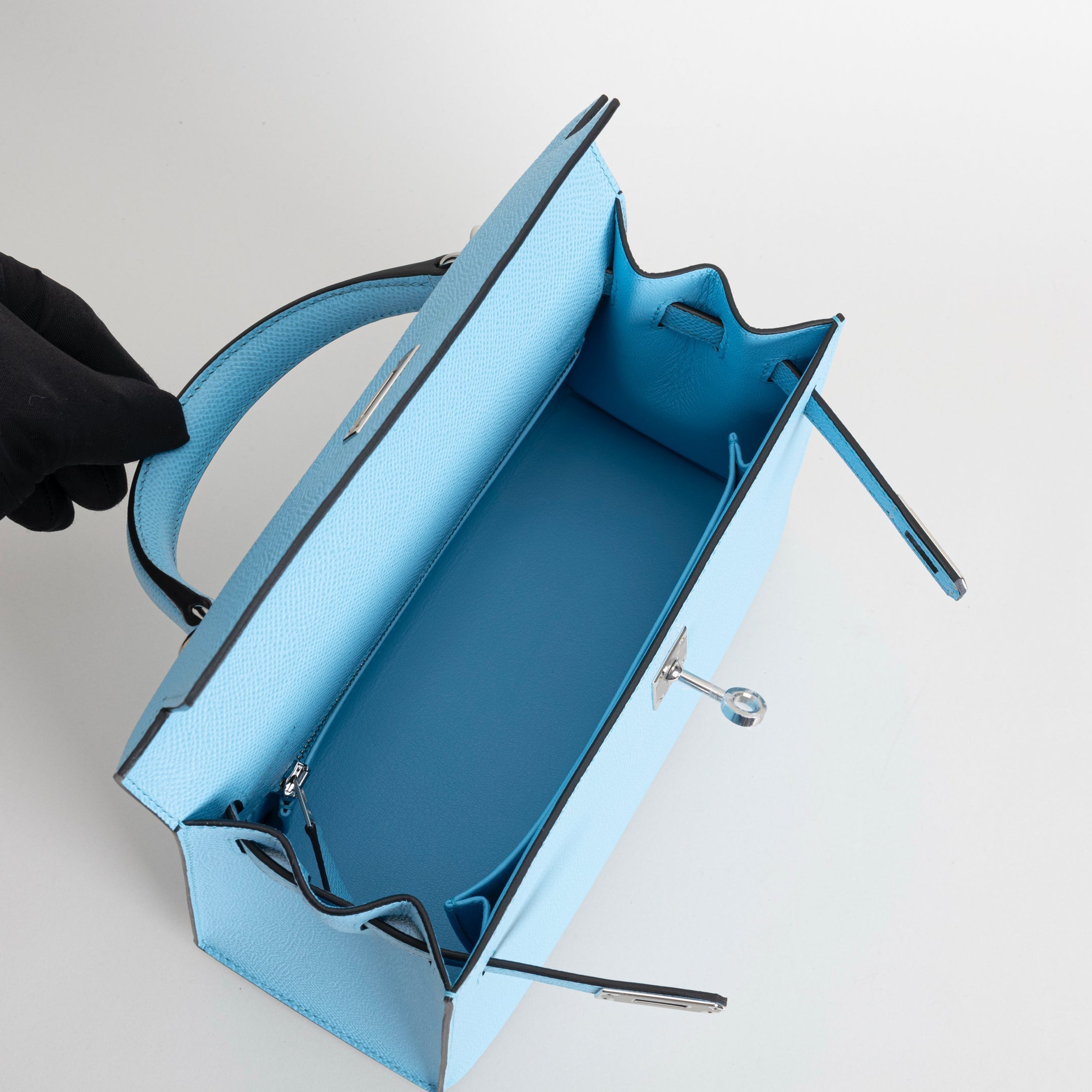 KELLY 25 EPSOM LEATHER CELESTE WITH PALLADIUM HARDWARE (PHW)