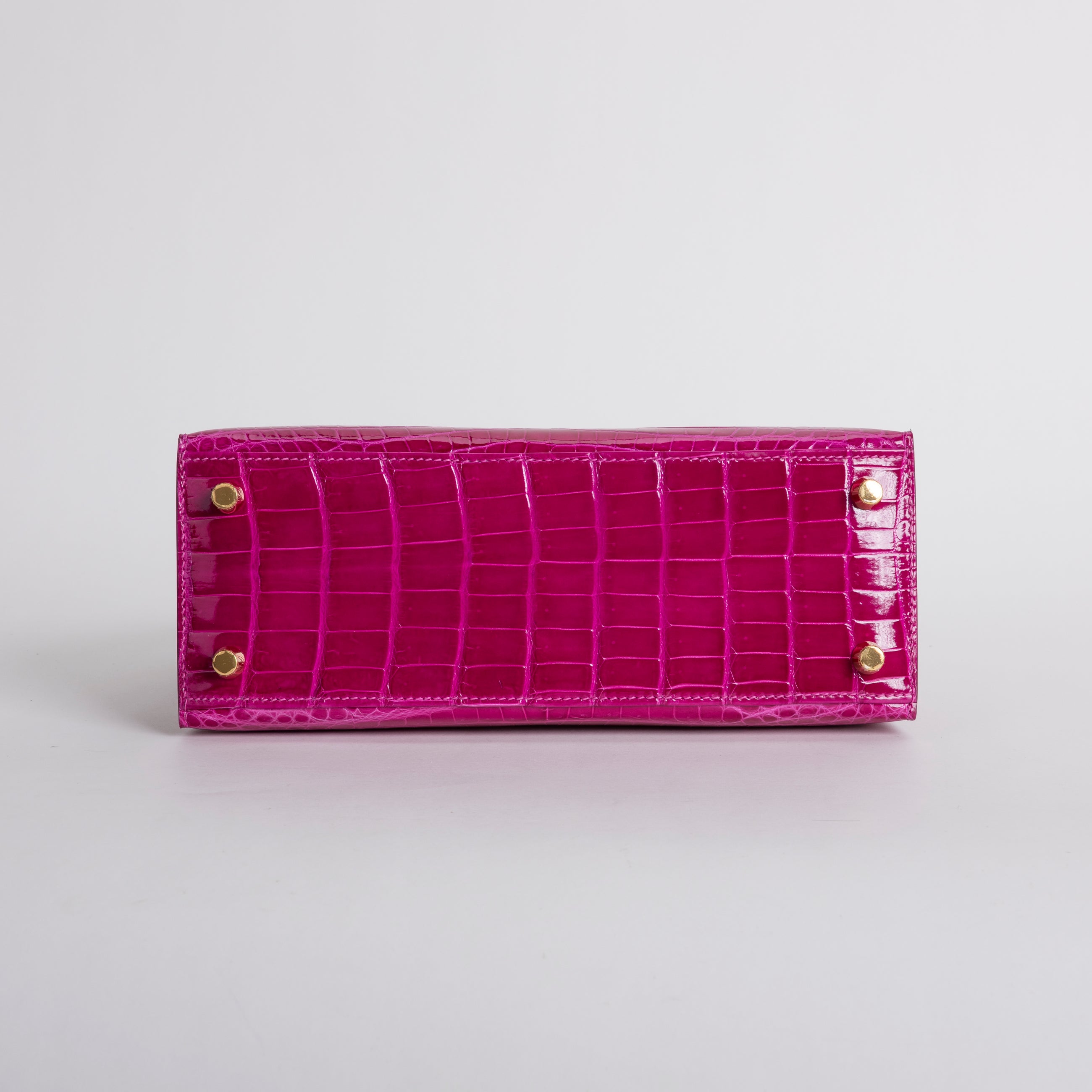 KELLY 25 SHINY (LISSE) MISSISSIPPIENSIS ALLIGATOR LEATHER ROSE SCHEHERAZADE WITH GOLD HARDWARE (GHW)