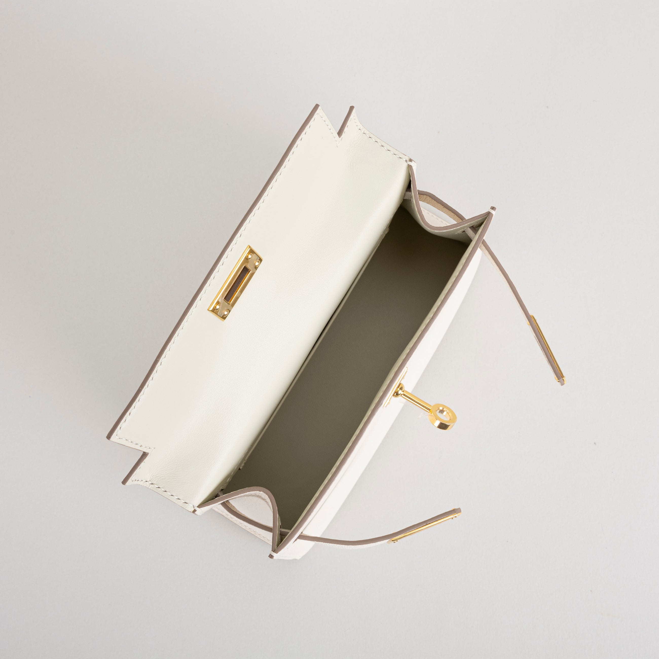 MINI KELLY II (20) CHEVRE LEATHER CRAIE WITH GOLD HARDWARE (GHW)