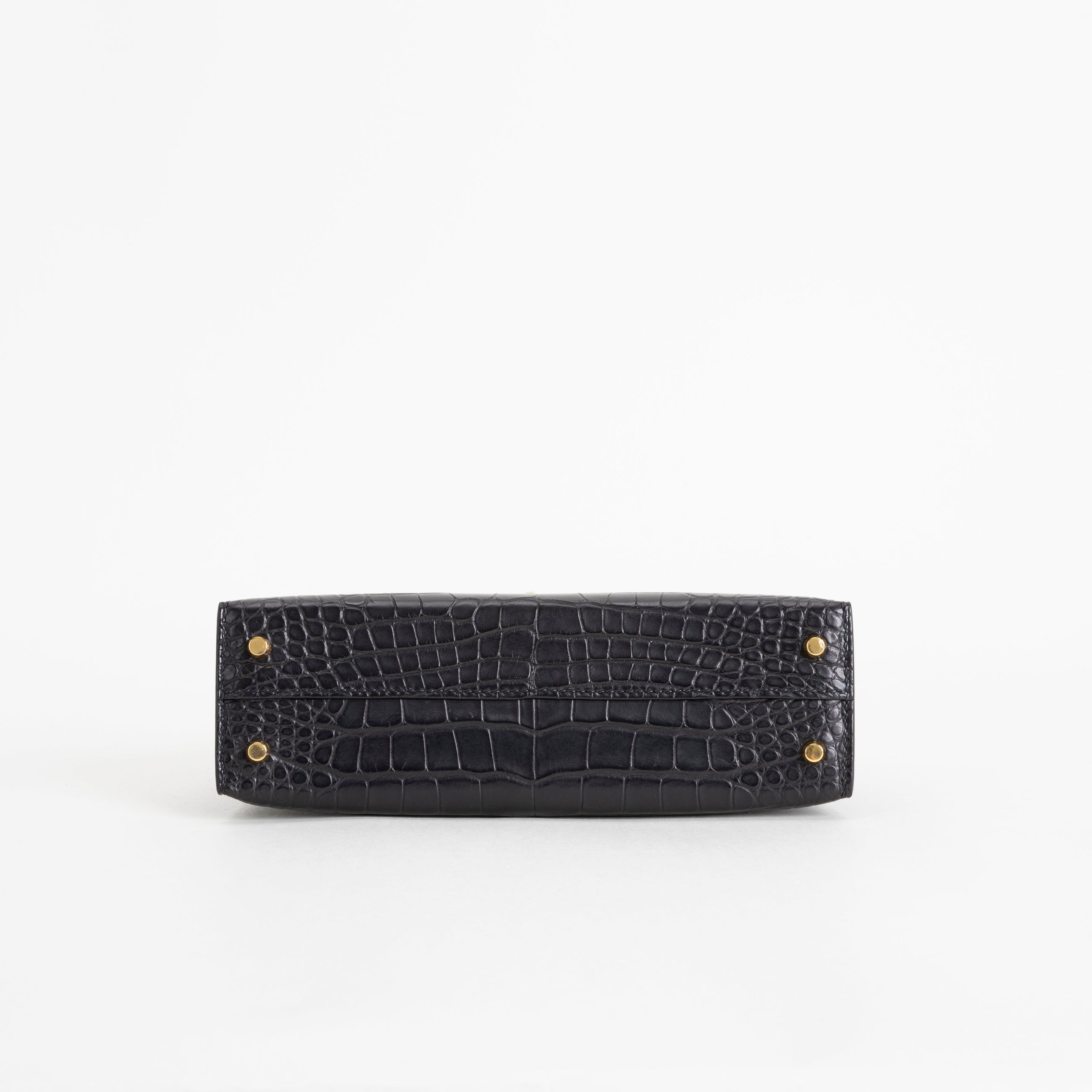 MINI KELLY II (20) MATTE MISSISSIPPIENSIS ALLIGATOR LEATHER NOIR (BLACK) WITH GOLD HARDWARE (GHW)