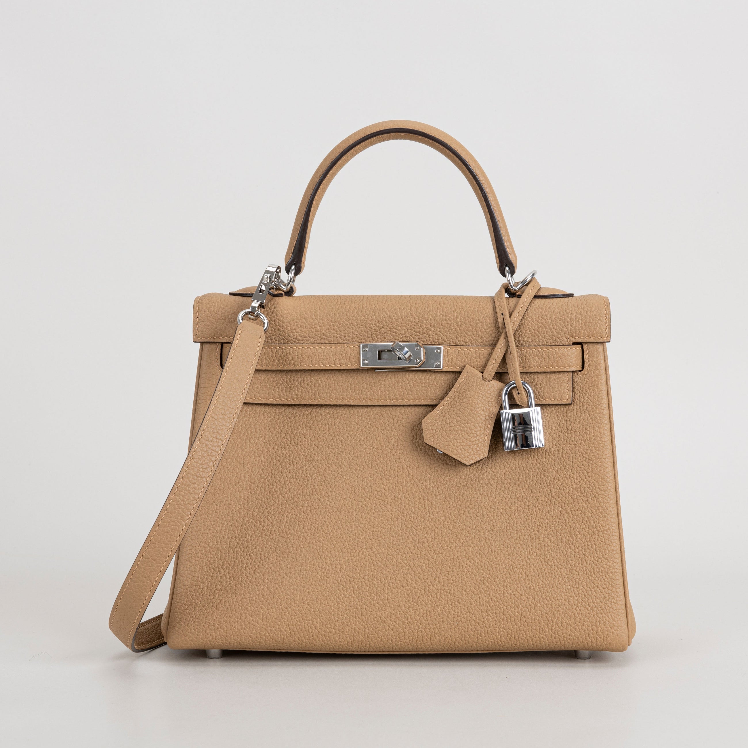 KELLY 25 TOGO LEATHER CHAI WITH PALLADIUM HARDWARE (PHW)