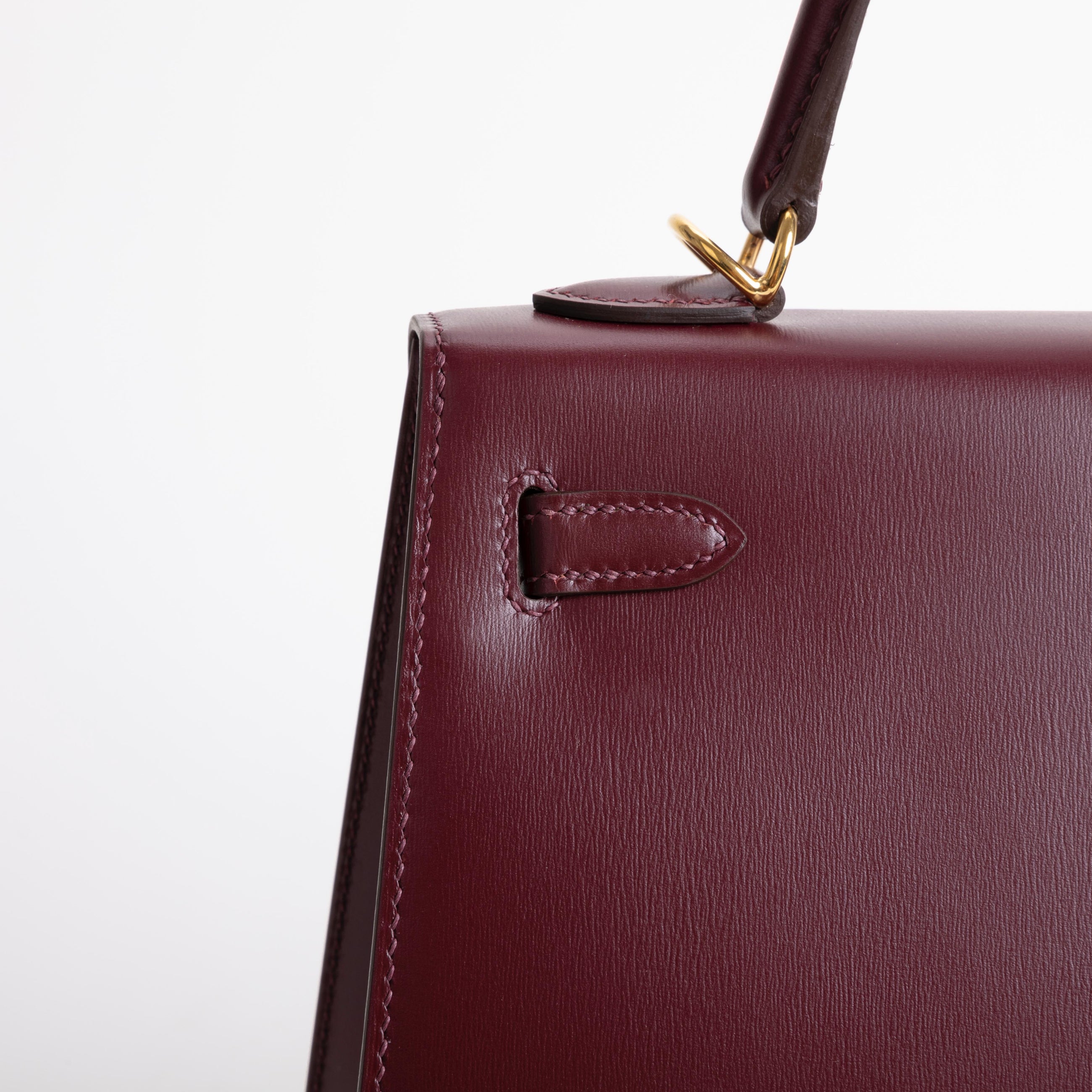 KELLY 25 BOX CALF LEATHER BORDEAUX WITH GOLD HARDWARE (GHW)