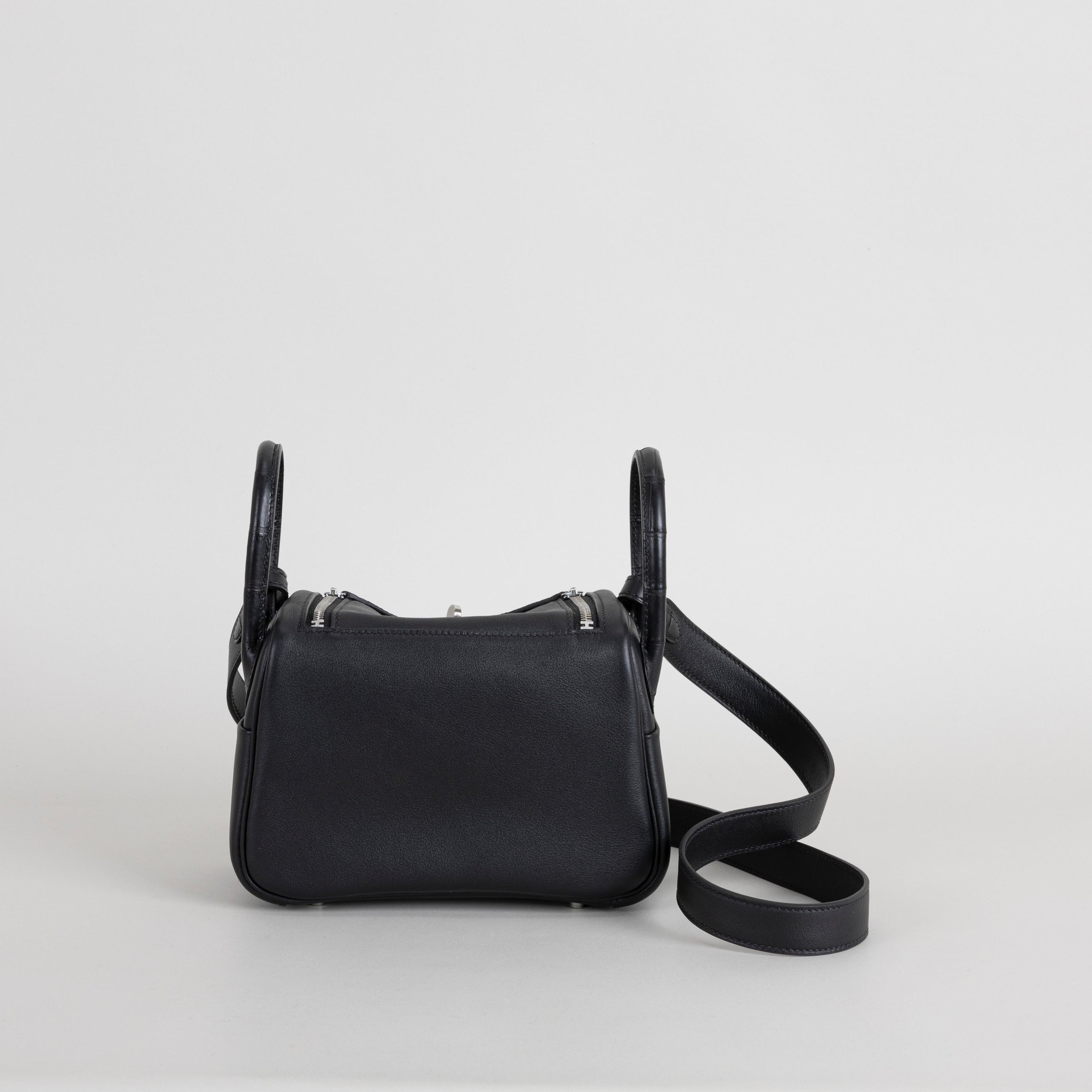 MINI LINDY 20 TOUCH SWIFT LEATHER & MISSISSIPPIENSIS ALLIGATOR (MATTE) NOIR (BLACK) WITH PALLADIUM HARDWARE (PHW)