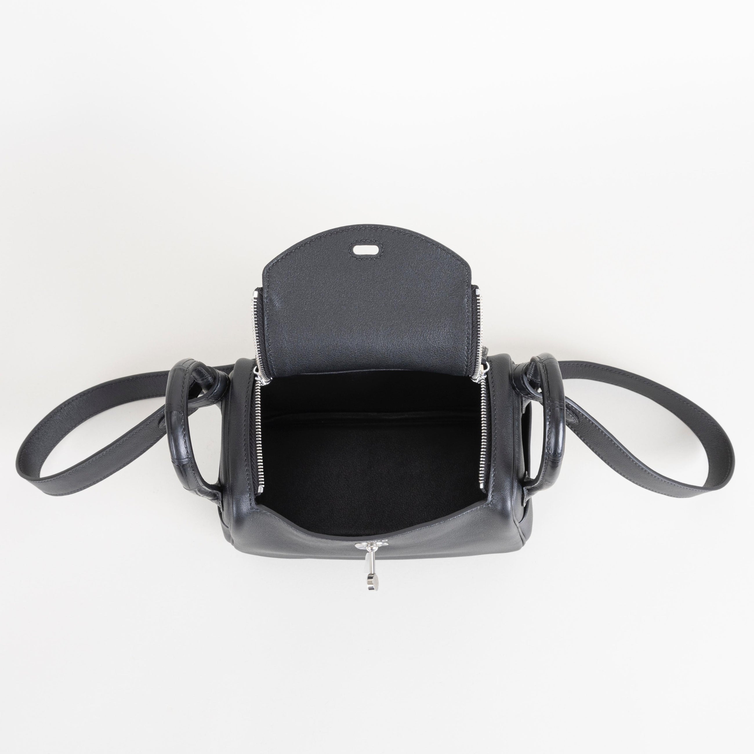 MINI LINDY 20 TOUCH SWIFT LEATHER & MISSISSIPPIENSIS ALLIGATOR (MATTE) NOIR (BLACK) WITH PALLADIUM HARDWARE (PHW)