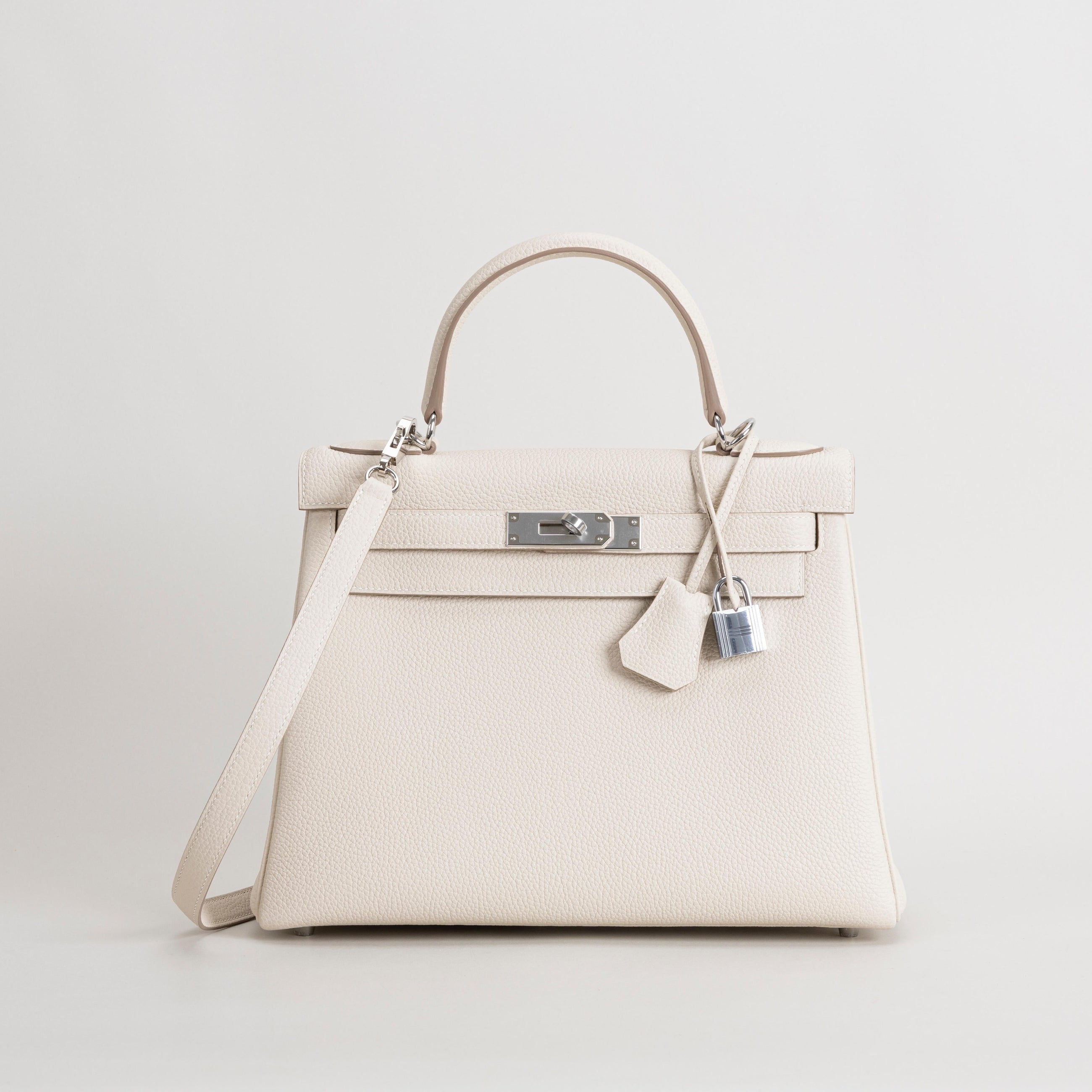 KELLY 28 TOGO LEATHER CRAIE WITH PALLADIUM HARDWARE (PHW)