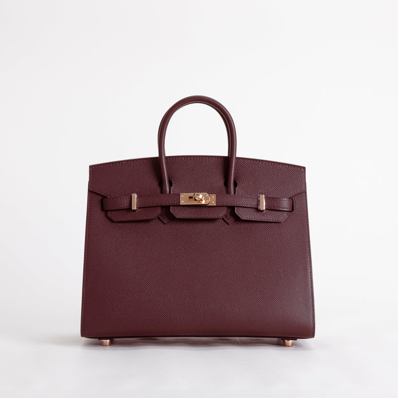 BIRKIN 25 EPSOM LEATHER (SELLIER SHAPE) ROUGE SELLIER WITH ROSE GOLD HARDWARE (RGHW)