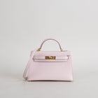MINI KELLY II (20) CHEVRE LEATHER ROSE DARLING WITH GOLD HARDWARE (GHW)